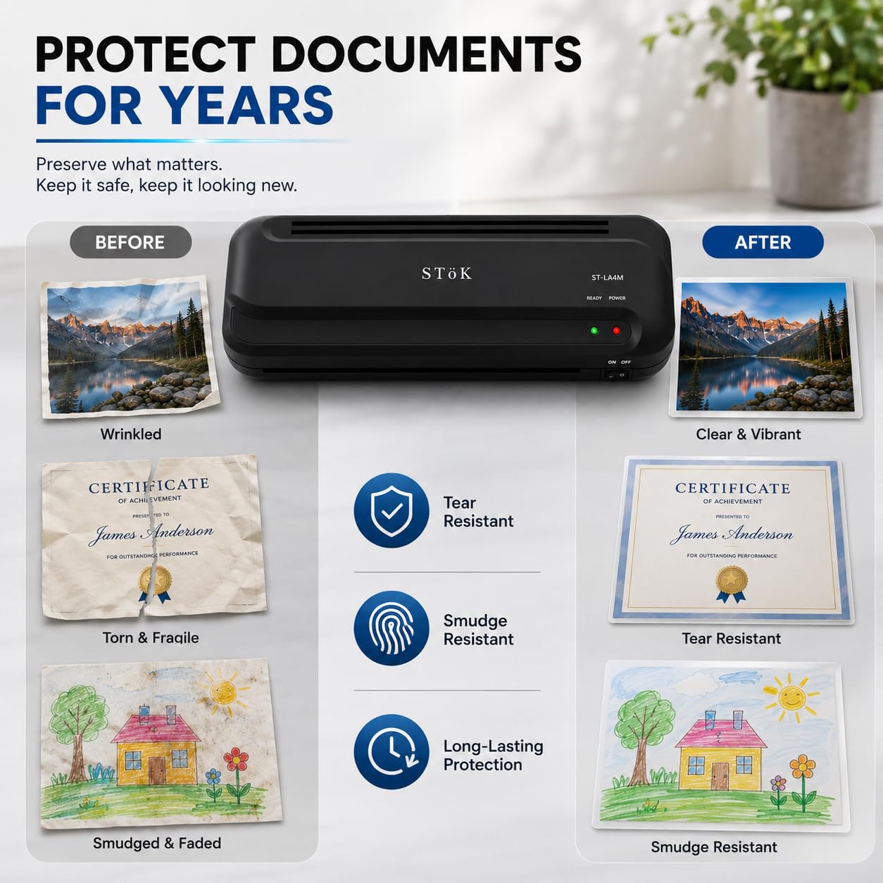 SToK LA4M A4 Laminating Machine, Ideal for Photos, ID Cards, Students' Projects, Aadhaar Cards, and More | Thermal Laminator Comes with Jam Release Button and Lamination Pouches (1 Year Warranty) 3