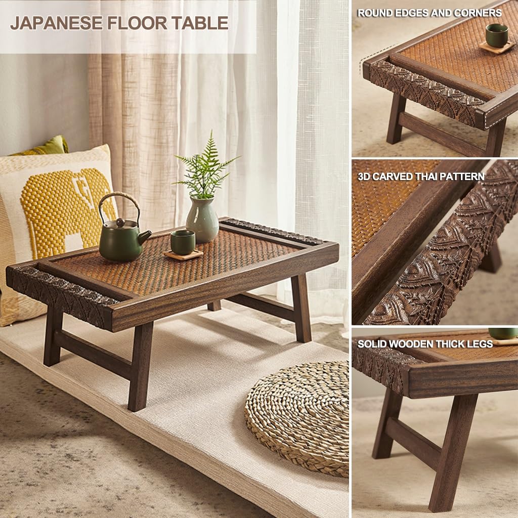 Mehrzweck-japanischer Stil Boden-Sitztisch, Vielseitiger Massivholz Klapptisch, Tatami Couchtisch, Kleiner Tee Tisch Für Boden Sitzen