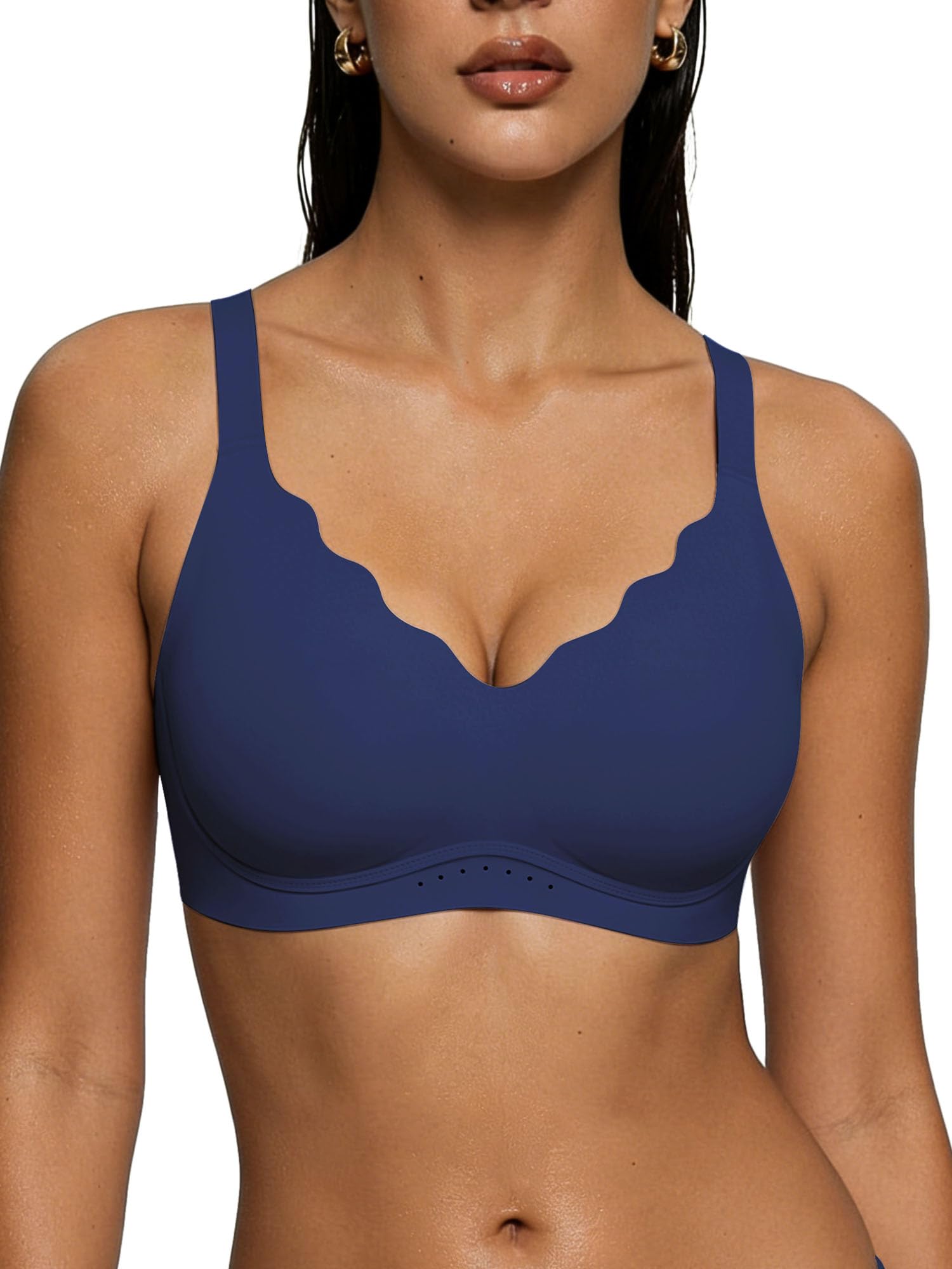 As Fairy Wireless Bras for Women Jelly Push Up Scalloped T-Shirt Bra