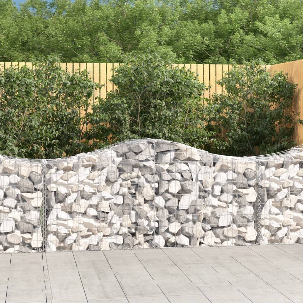 Gavión con arco alto, 200 x 50 x 80/100 cm, hierro galvanizado | Cesta de piedra resistente para jardín y terraza. Diseño en forma de arco hecho de alambre de 3,5 mm con malla de 5 x 10 cm.