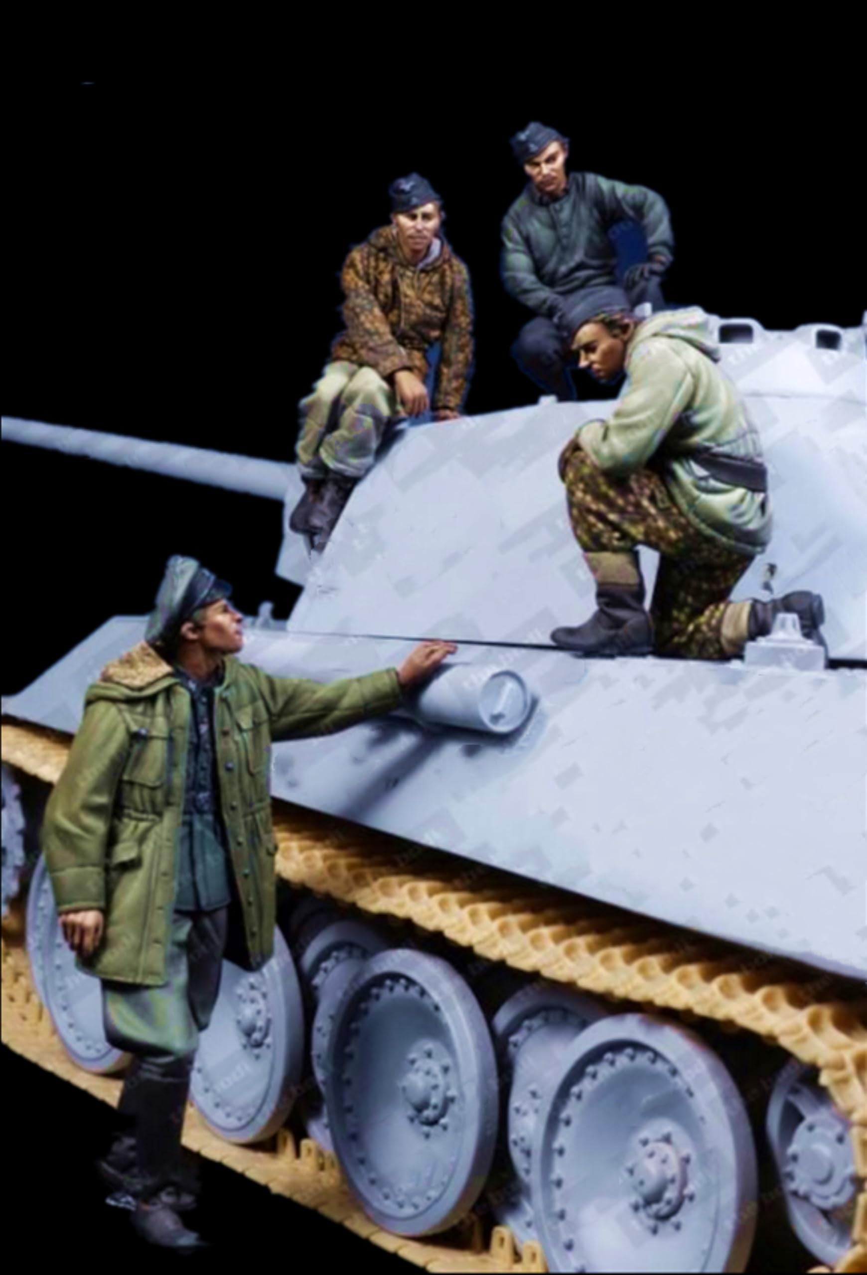 TRUEGRIS 1/35 WWII German Tank Soldier Resin Model Kit Unpainted and Unassembled (4 people, no tank) //k5w3J8