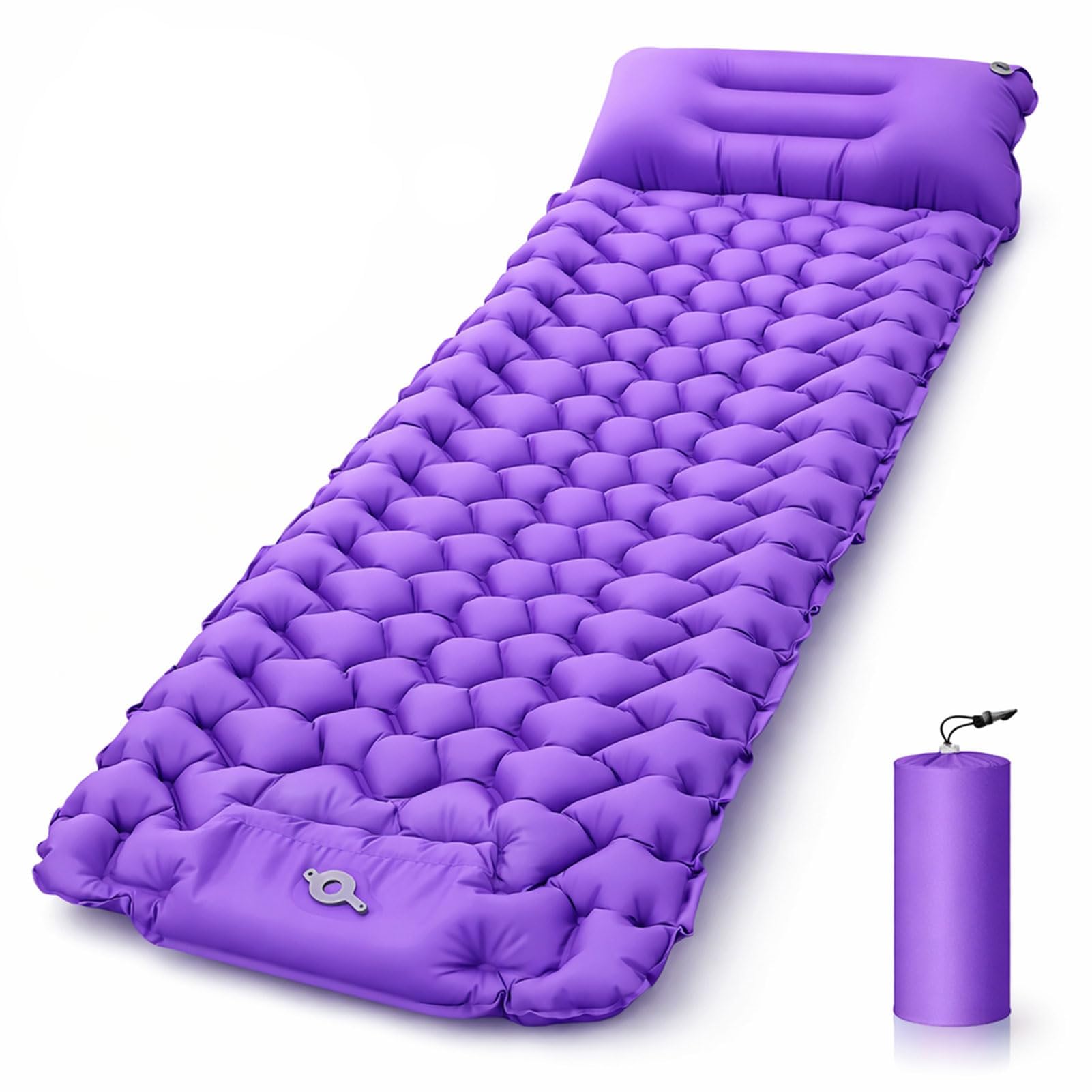 Estera de Camping autoinflable, Estera para Dormir autoinflable con Almohada, Impermeable, Resistente a desgarros, para mochileros, Senderismo, Tienda de campaña, Playa Purple