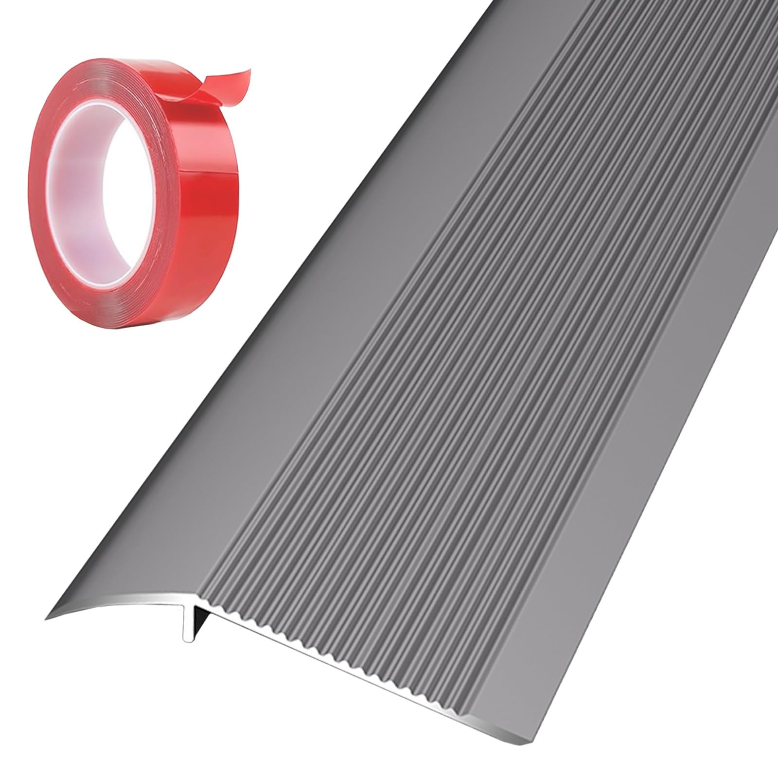 SAGIDAR Baguette Recouvrement Large 10cm, Bande Transition pour Sol Irrégulier, Surface Lisse, Facile À Installer, Convient pour Une Pente De Seuil De 1.5-4.5cm, Raccordement D'espace