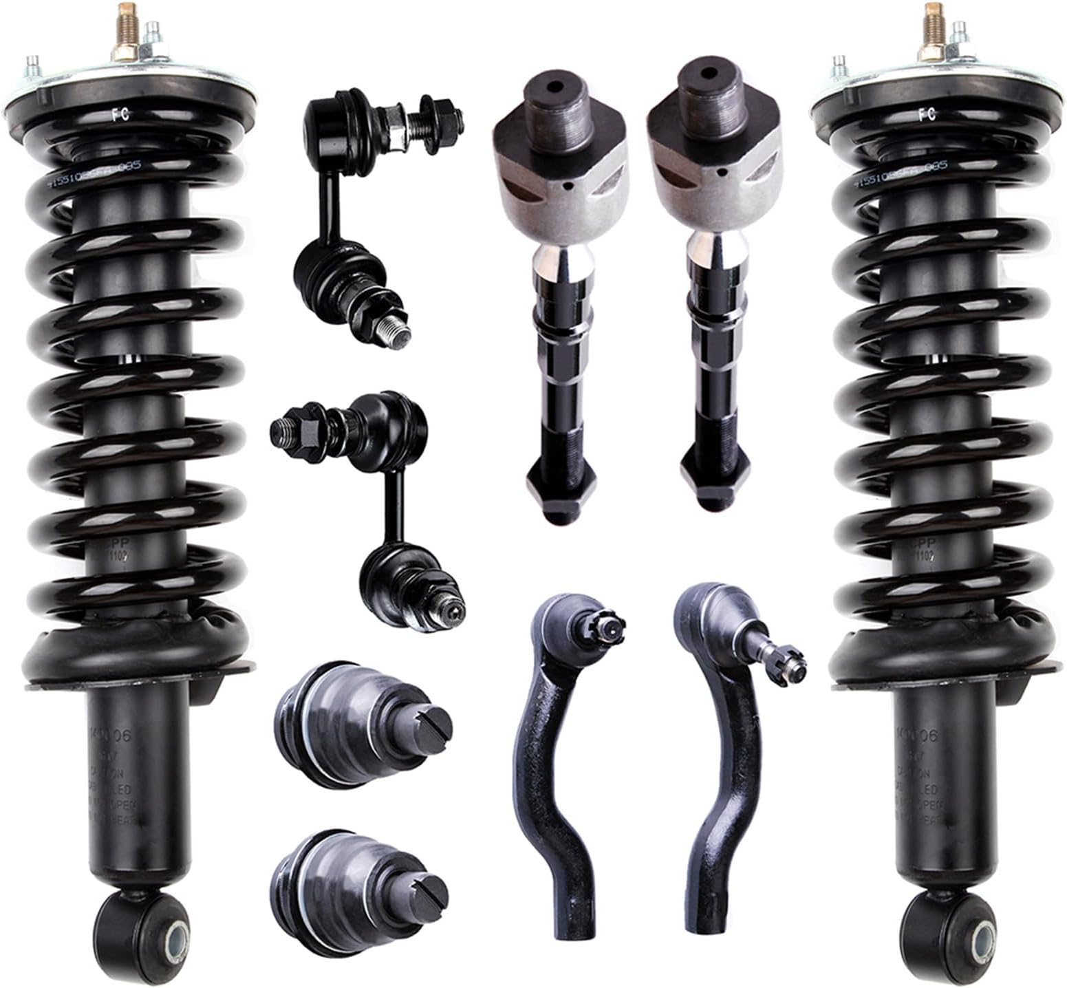 Suspension Kit with Front Struts and Shocks Complete Assembly 2pcs Rack End for 2005-2014 for Nissan for Frontier 2005-2012 for Nissan for Pathfinder Replace 171103 ES800048