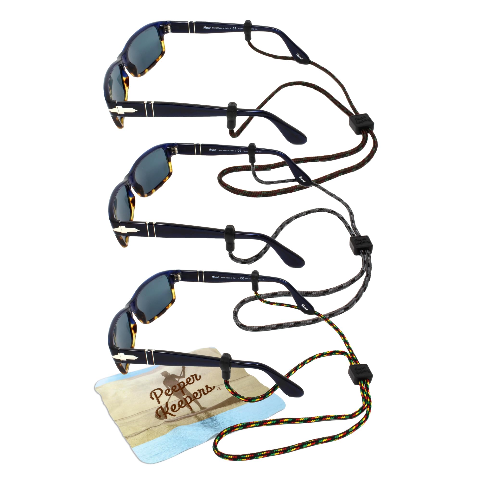 Eyeglass Retainer &amp; Sunglass Holder Supercord Adjustable w/Microfiber Cloth