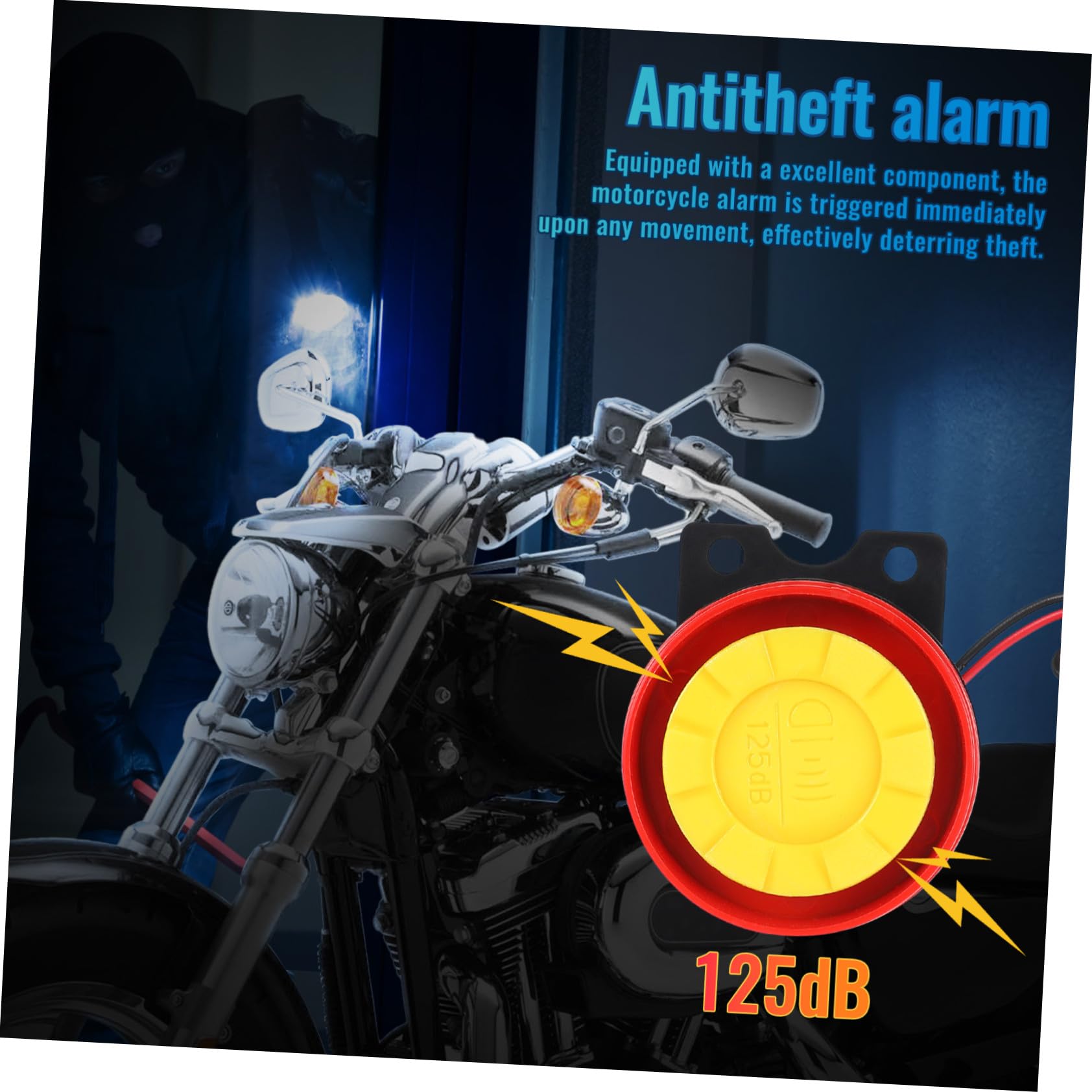 Allarme Antifurto per Moto 12v con Avvio Remoto, Set 315mhz | Abs Nero, con Batteria e Telecomando, per Scooter e Moto, Quiescente ≤3, 5ma