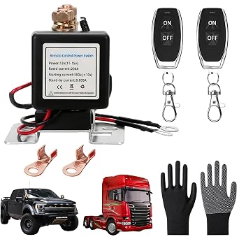 DIY Wireless Remote Control Battery Relay Switch, wita Remote Start & Warm-Up/Cool-Down, Anti-Theft, Remote Battery Disconnect Switch, Installation for 12v/24v Cars RVs, Trucks, Motorcycles 12v