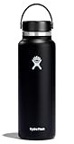 Water Bottle - Insulated Stainless Steel - Wide Mouth Flex Lid, Non Spill, Leakproof and Refillable in 40 Oz