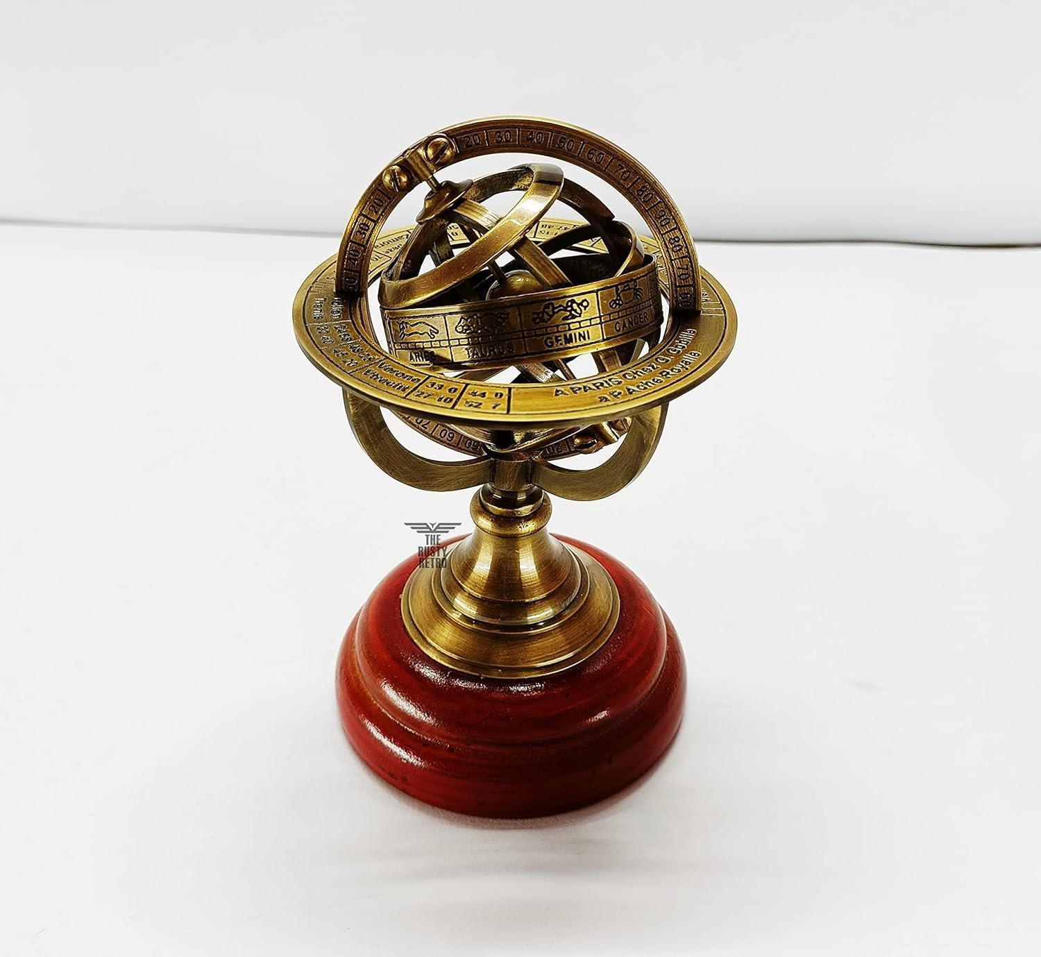 Mappamondo armillare armillare in ottone con incisione nautica, in ottone, stile vintage