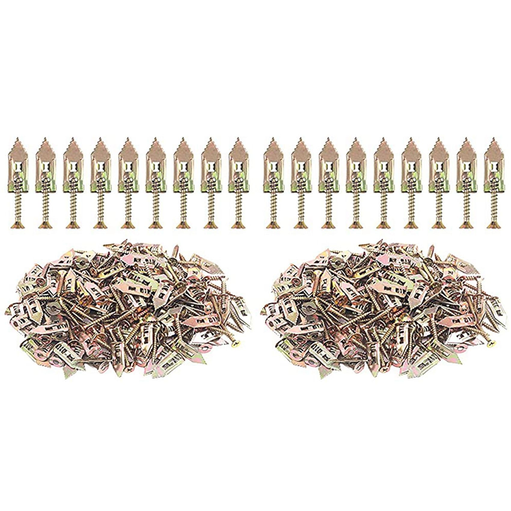 Jnchdghwa Gold 100X Drywall Self-Drilling Anchors With Screws,Hollow-Wall Anchor Kit With Screws, For Wall Insulation Board, Shelf