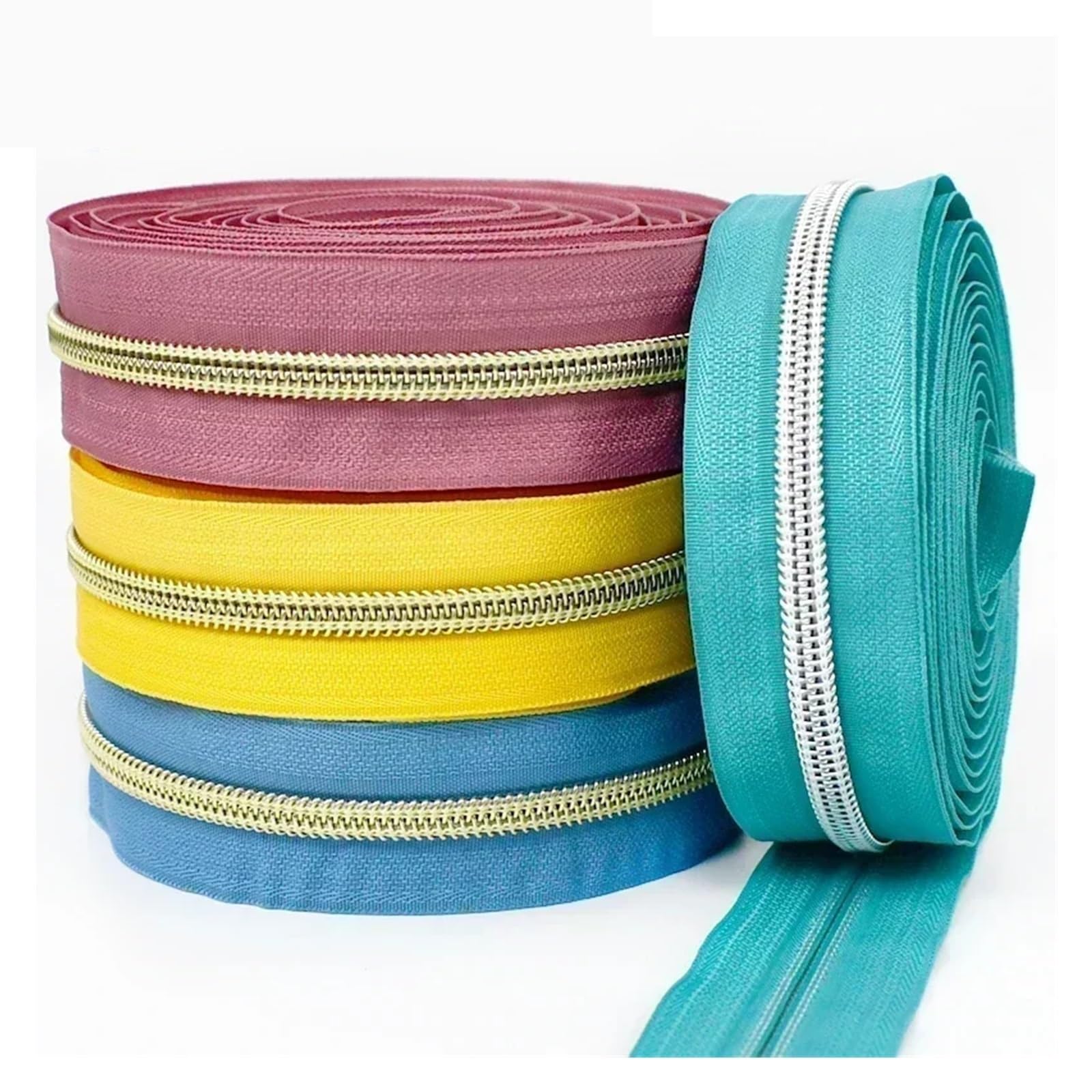 Cinta de cremallera bobina nailon, dientes dorados y plateados 10/30/50M for bolsa costura DIY, artesanía reparación ropa Para Costura, Manualidades, Vestidos