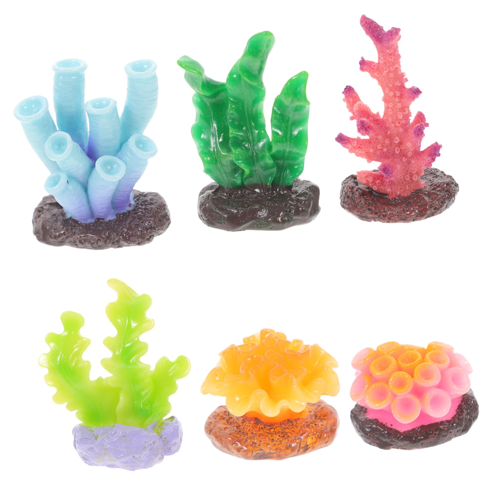 VICASKY 6Pcs Artificial Coral Reef Decorations for Fish Tanks Lifelike Resin Aquarium Ornaments Miniature Coral for Turtle Aquariums and Landscape Enhancement