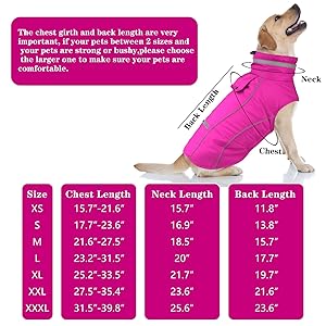 Doglay Waterproof Dog Coat, Reflective Dog Winter Jacket with Pocket & Turtleneck, Warm Puppy Snow Jacket for Small Medium Large Dogs - Pink, M