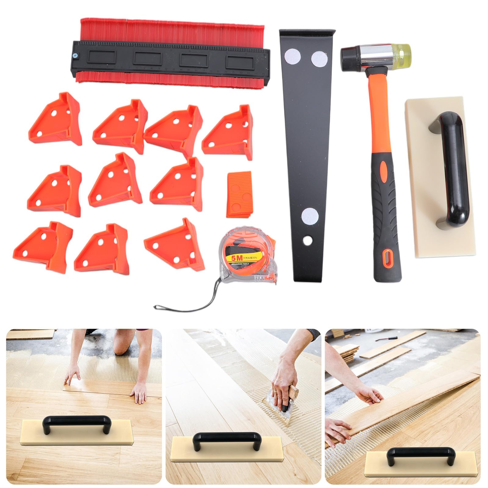 Ensemble complet de 36 pièces pour pose de stratifié, outil d'installation de parquet, vinyle, revêtement de sol