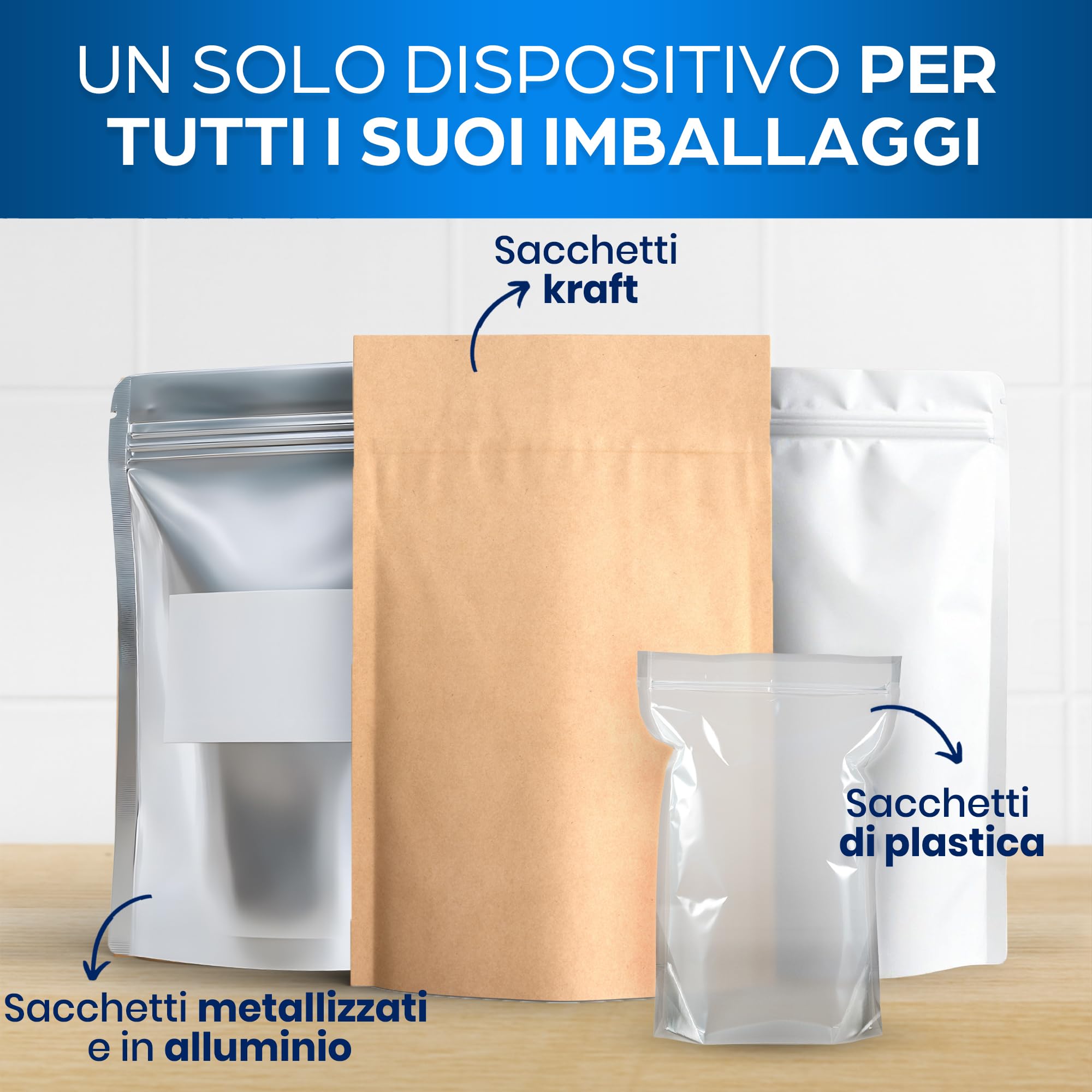 Sigillatrice Termica per Sacchetti - Macchina per Sigillare Sacchetti Alimentari, Imballaggio Termico, Portatile, Alta Produzione, Ampiezza 300 mm, Consumo Ridotto