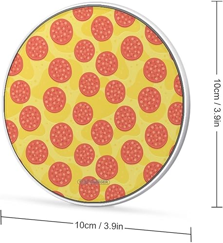 Miniatura 2 de Pepperoni - Almohadilla de carga inalámbrica con patrón de pizza de 10 W, almohadilla de carga rápida compatible con iPhone 15 14 13 12 Series