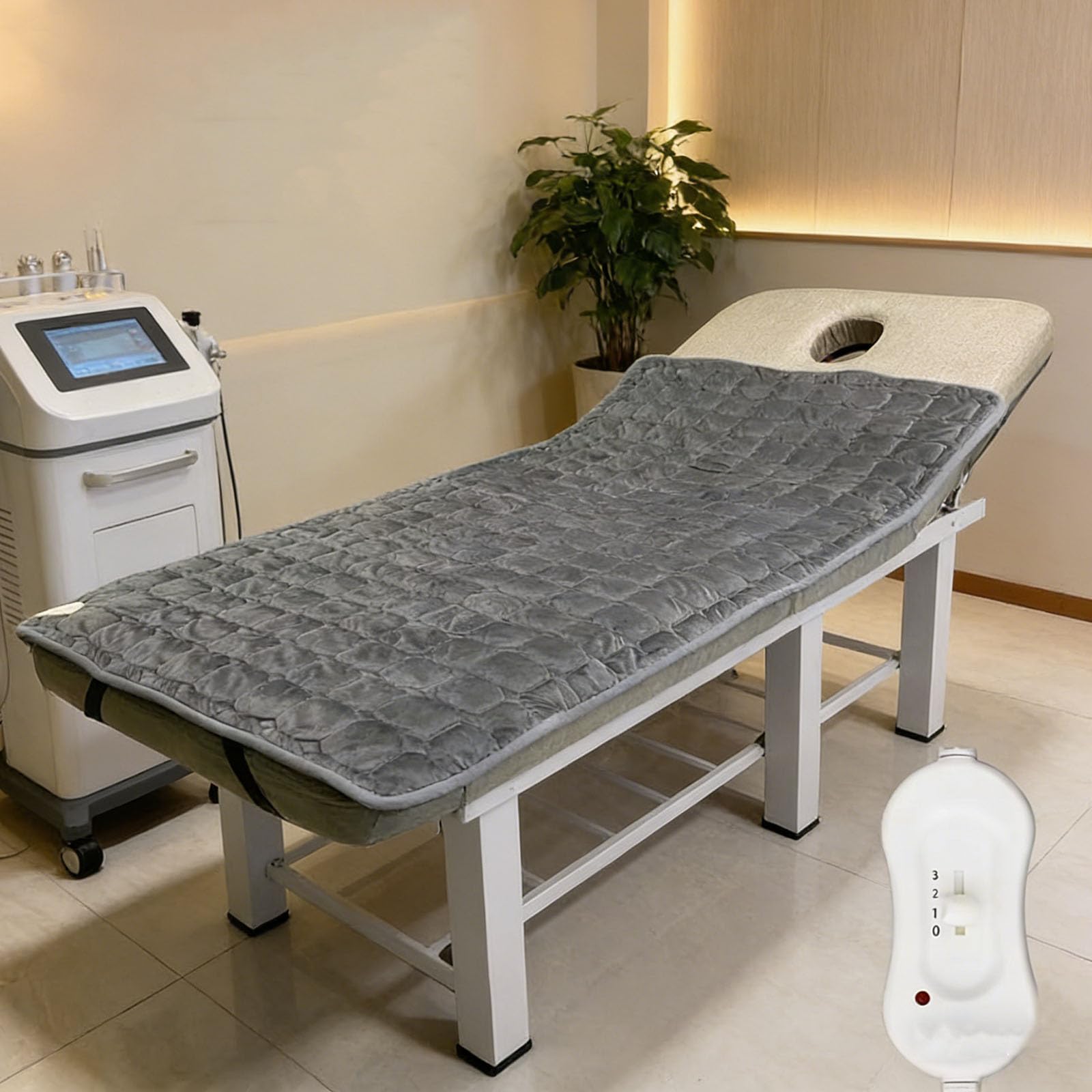 Chauffé Surmatelas pour Table De Massage,Matelas Chauffant Bed-Topper,Rembourrage De Lit-Spa avec Trou-Respiration Bandes-Élastiques,Couverture-Chauffante,Matelas en Velours Épais,150 * 80cm