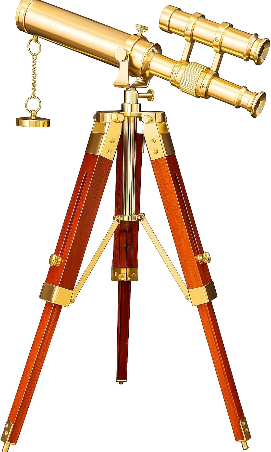 Brass Telescope with Adjustable Wooden Tripod Stand Antique Vintage Nautical Spyglass for Home & Office Decor with Wooden Stand Christmas Item