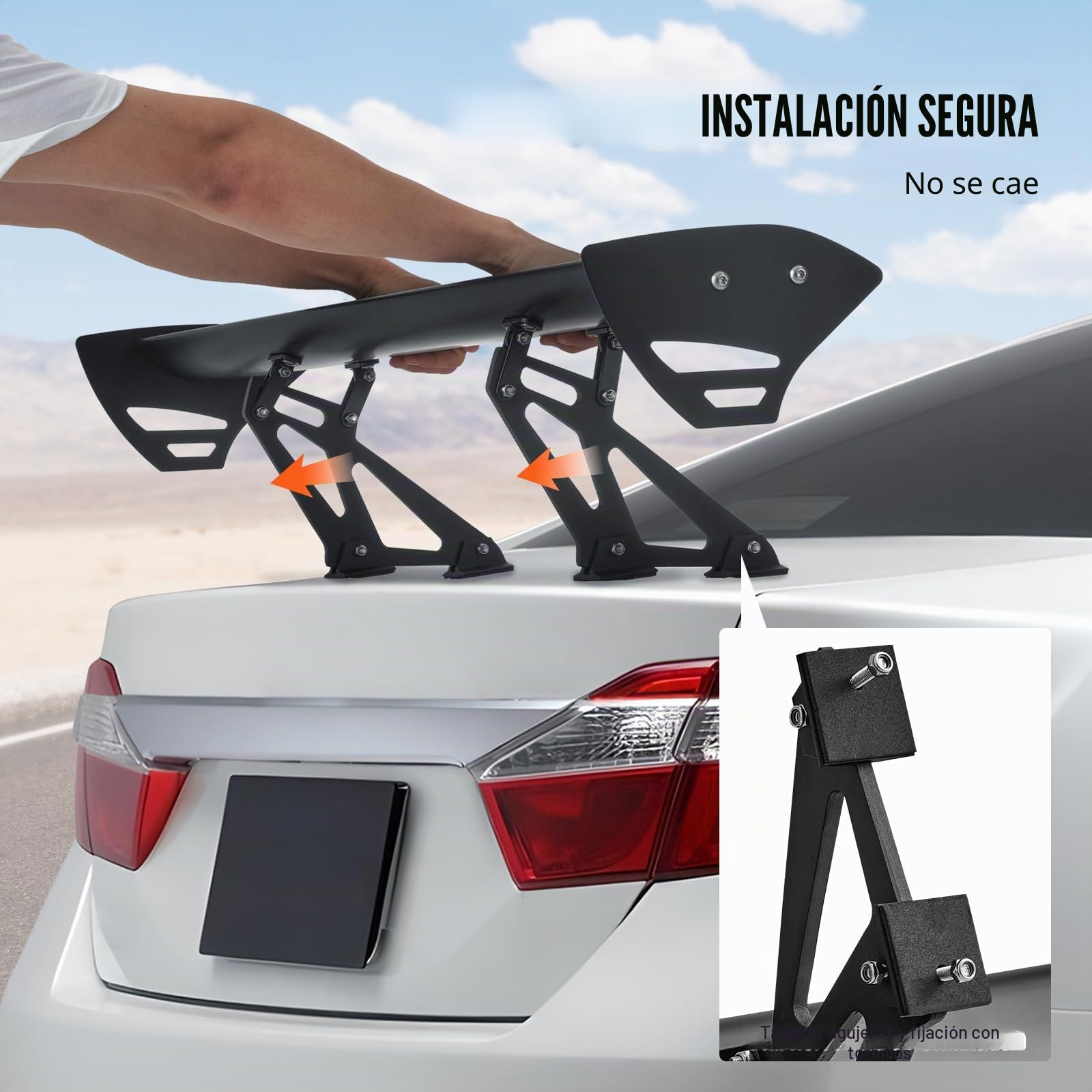 VEVOR GT Wing - Alerón universal de 43.3 pulgadas con cubierta única, aluminio ligero ajustable, alerón trasero para coches y carreras BGW/JDM Drift negro
