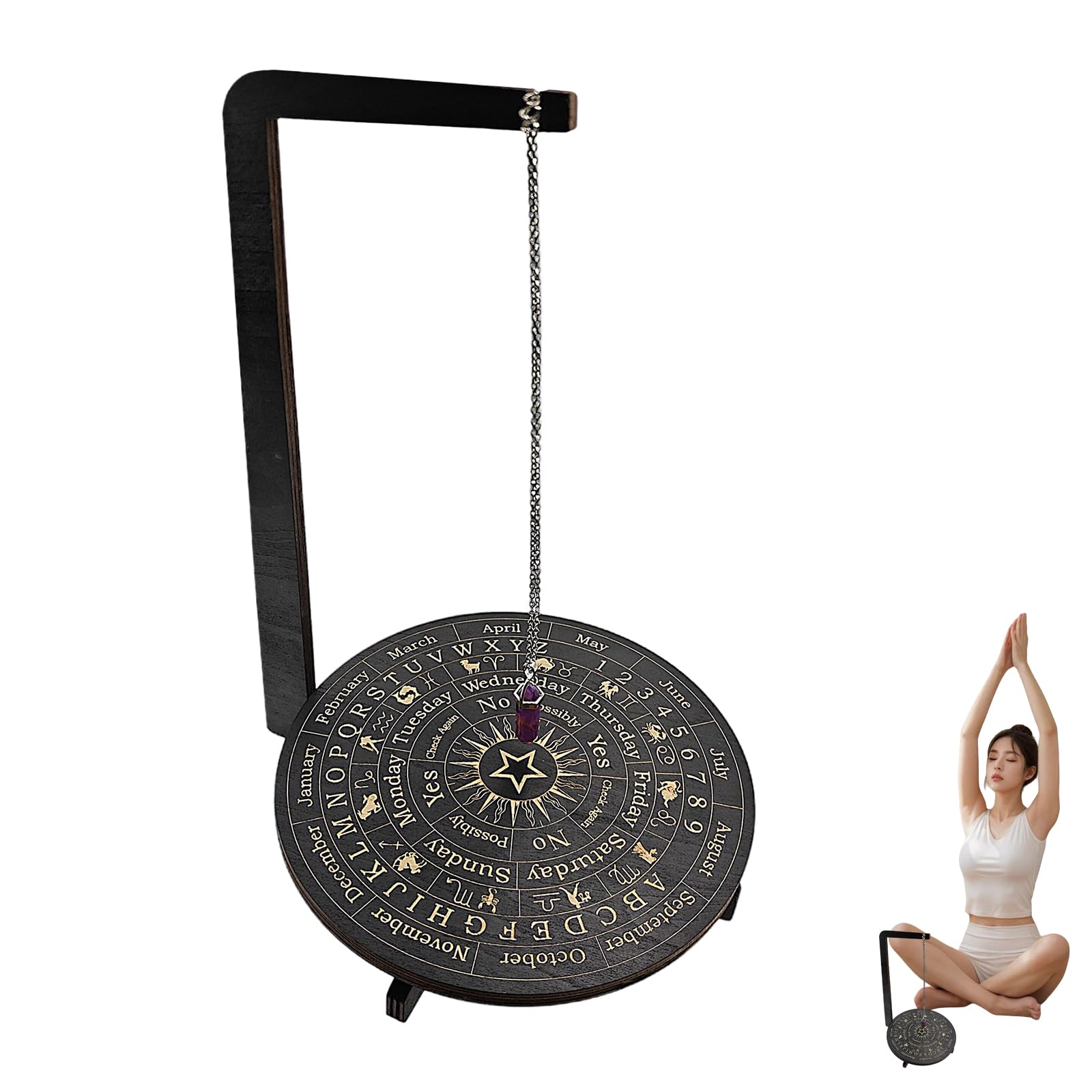 lrgnixs Wood Pendulum Display, Pendulum Crystal Holder for Elegant Crystal & Necklace Display, Wooden Pendulum Board Stand,Divination Pendulum Storage for Meditation Room Home Decor