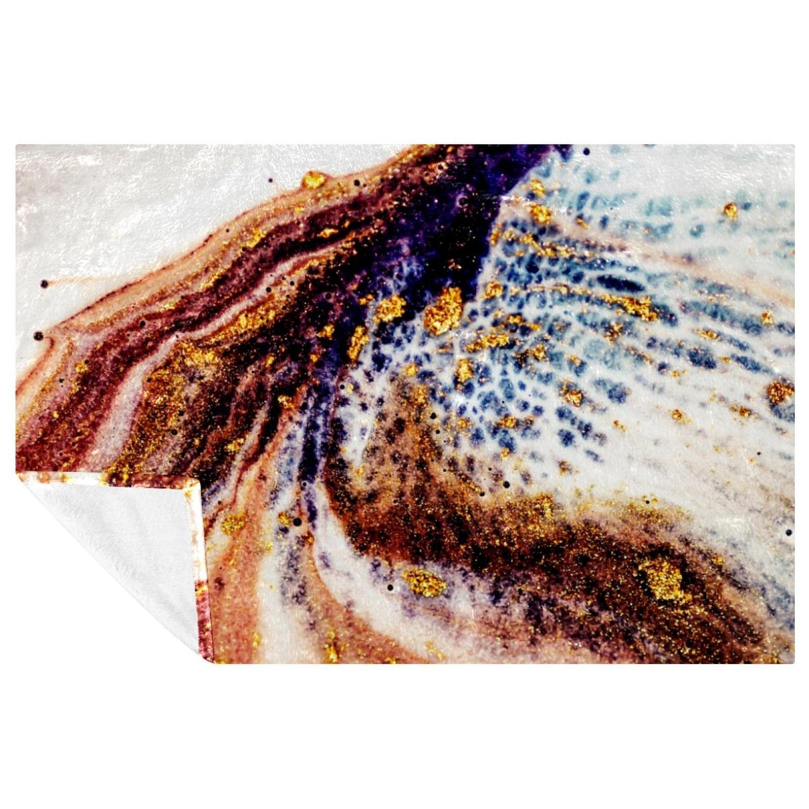 Couverture de luxe chaude et douce en polaire Shine Art marbre