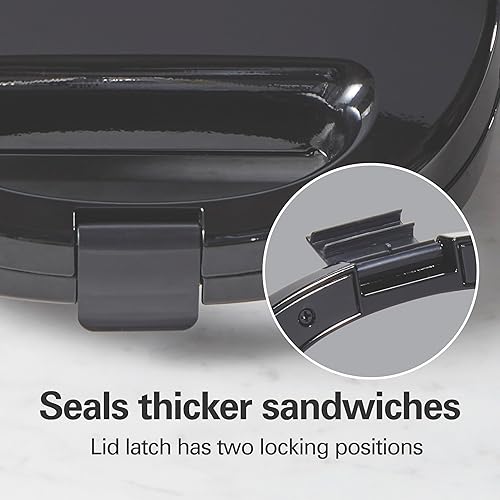 Miniatura 5 de Hamilton Beach Parrilla eléctrica sellada para sándwiches con platos antiadherentes sin PFAS, hace tostadas francesas rellenas, tortillas, compacta