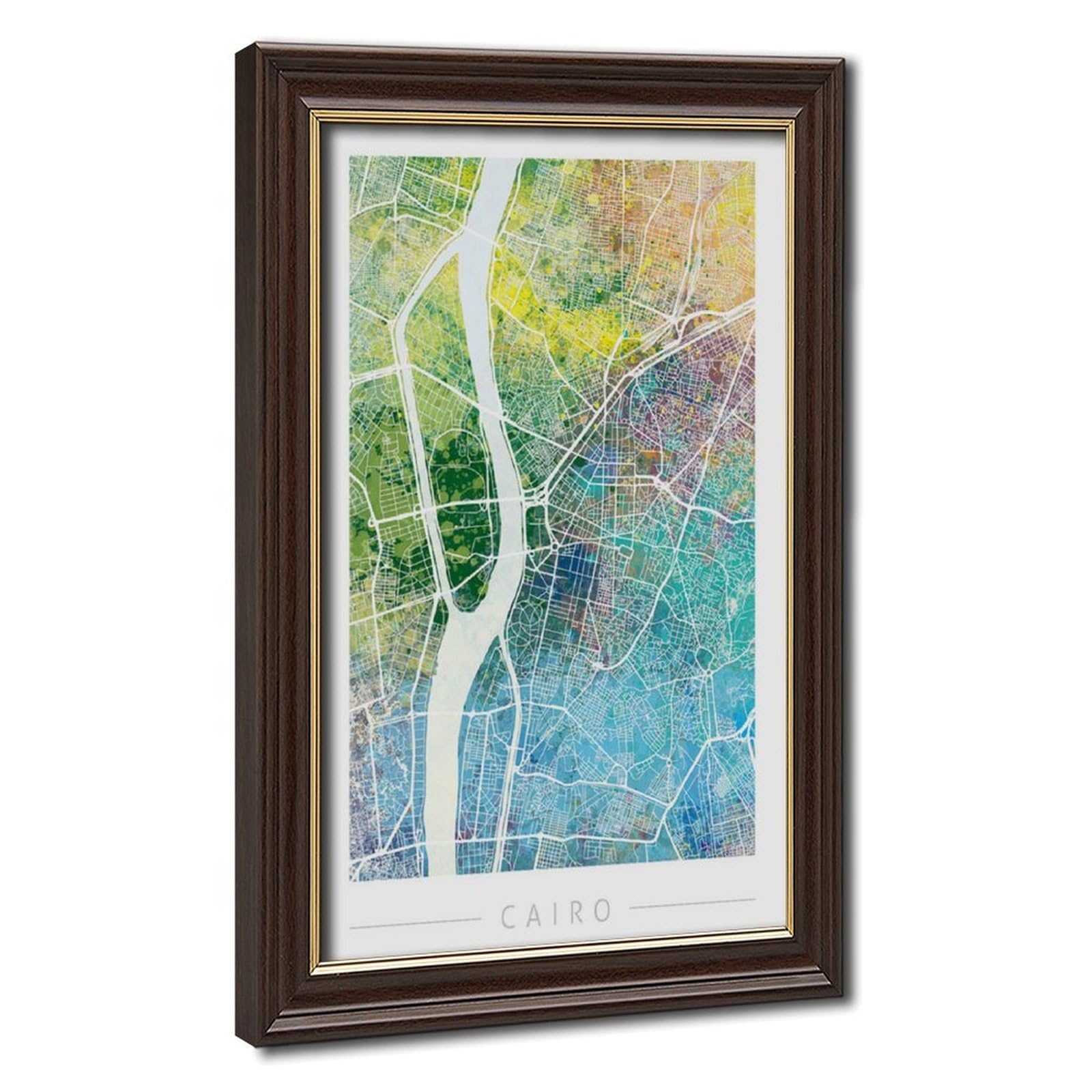Bareronor City Street Map of Cairo Canvas Poster Bedroom Decor Landscape Office Room Decor Gift 8" L X 12" W