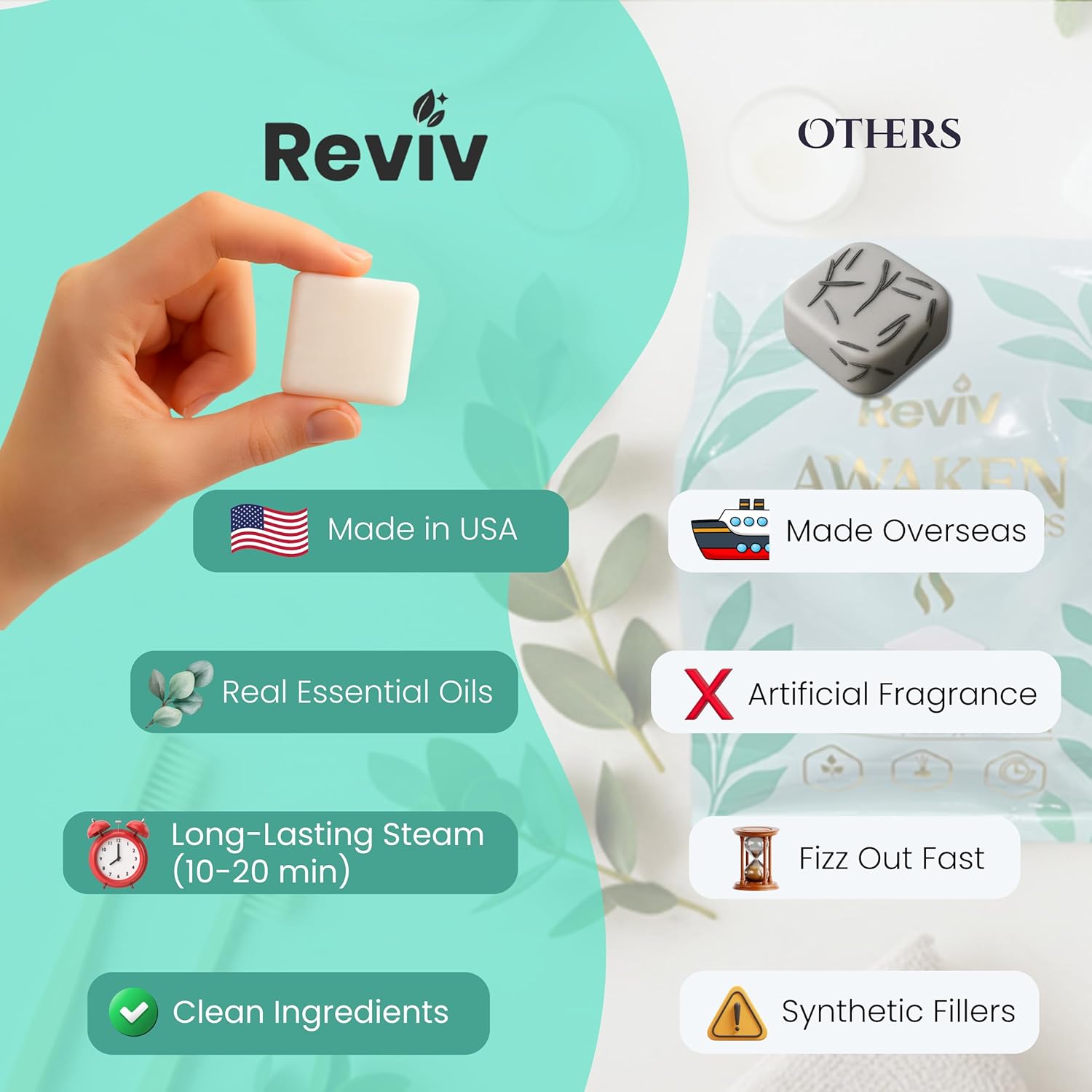 REVIV Shower Steamers Aromatherapy – 15 Long-Lasting Eucalyptus & Mint Shower Bombs for Stress Relief and Sinus Support – Self Care Spa Gifts for Women & Men – Valentine's Day Gift - Image 3