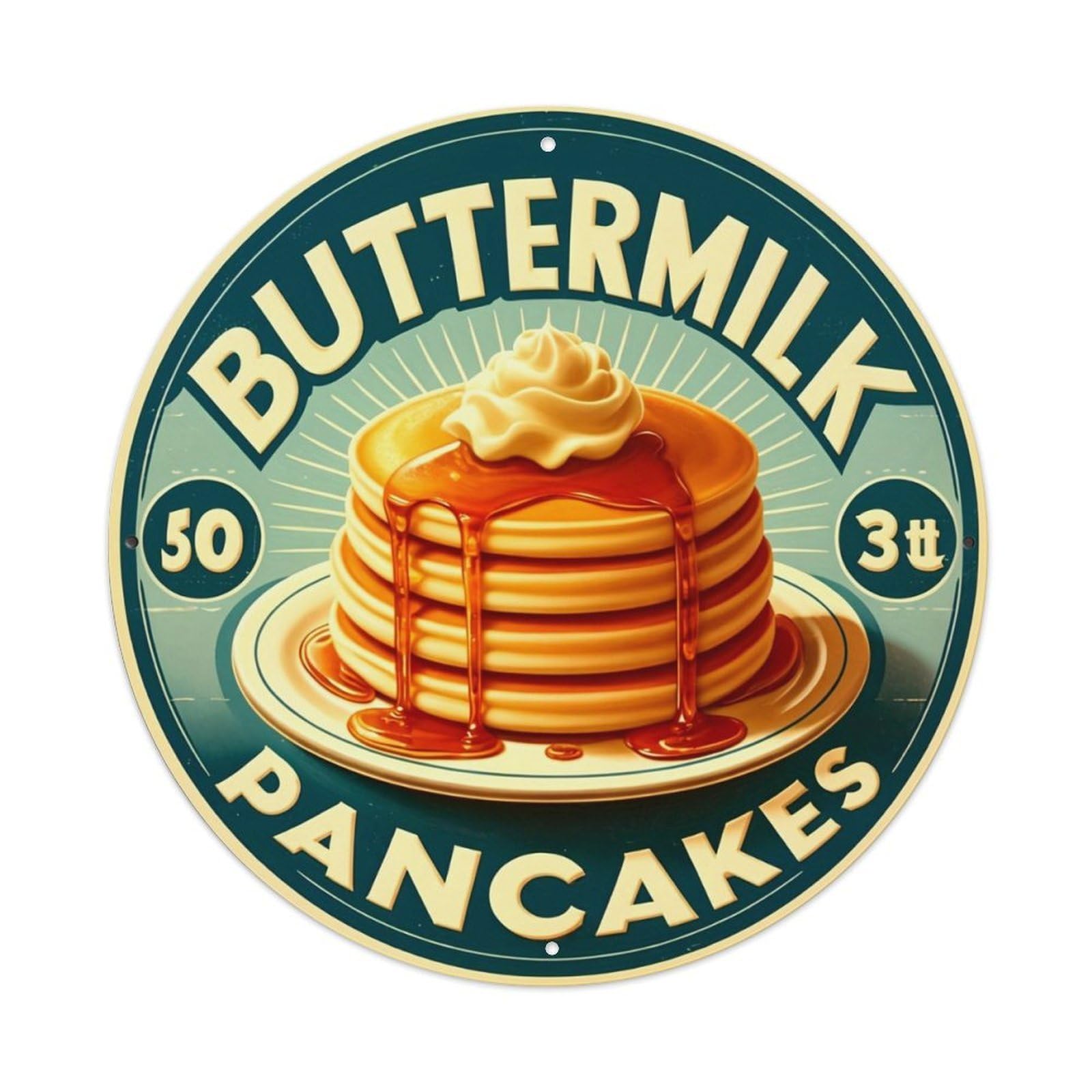 Jdyansheng Vintage Buttermilk Pancakes Stack Syrup Whipped Tin Sign Metal Poster Metal Signs For Home Man Cave Bar Cafe Kitchen Laundry Room Wall Decorations 8X8 Inches