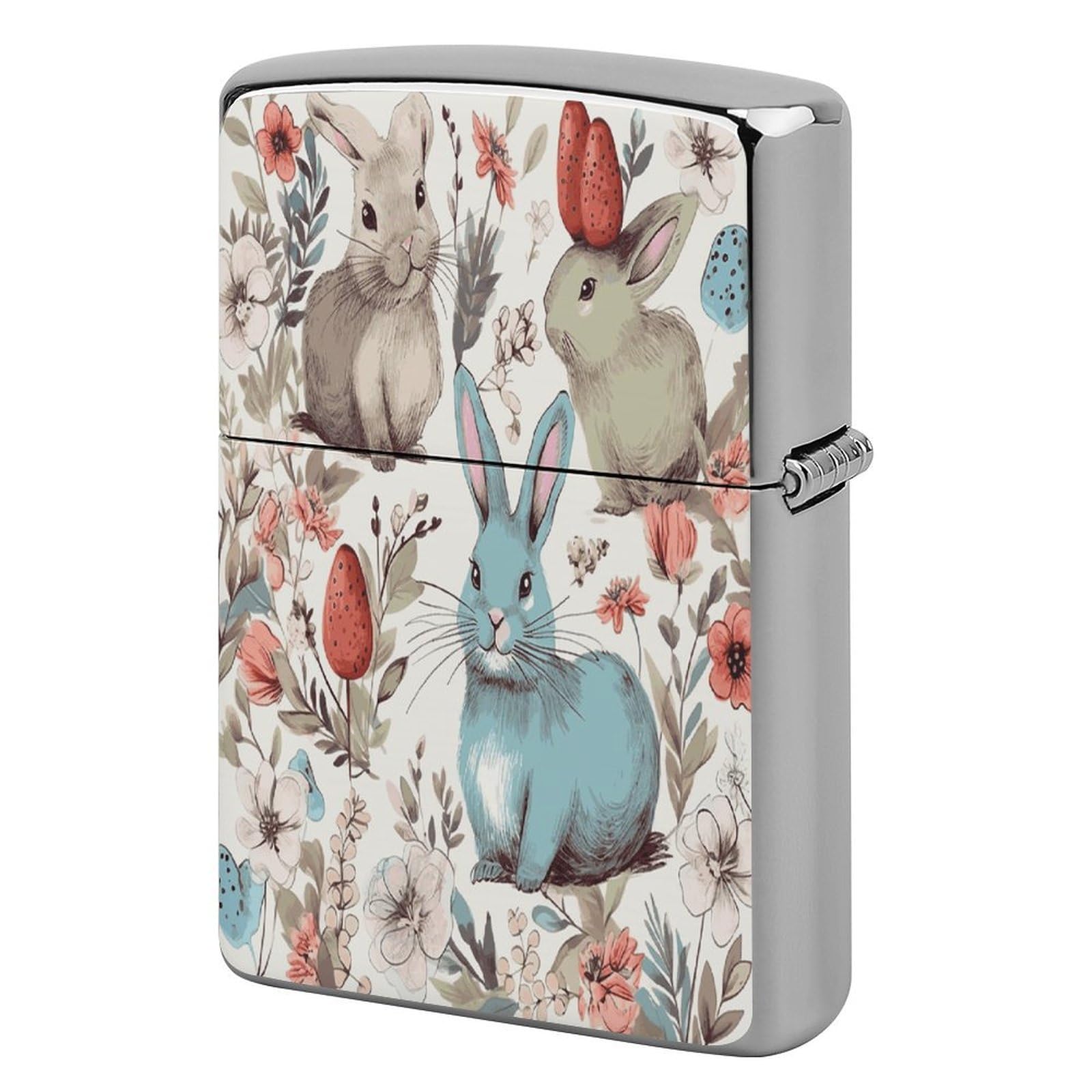 Fodpand Style Flowers Bunnies Birds Metal Lighter Case Cover Lighter Sleeve