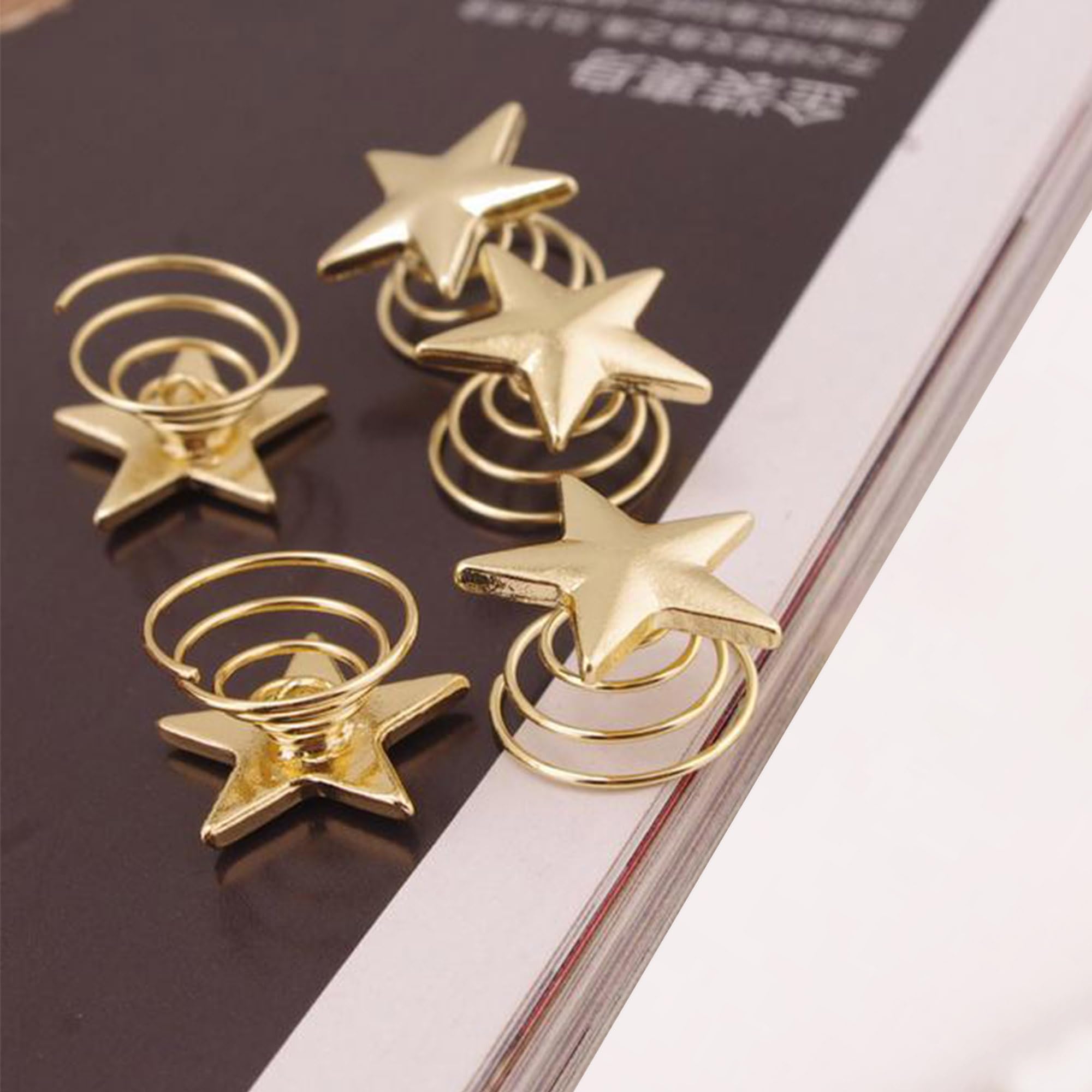 Lot de 10 épingles à cheveux en spirale - Étoiles - Épingles à cheveux en spirale - Accessoire de cheveux pour femme et fille - Pour mariage, fête de mariage, fête de mariée, etc (doré +