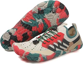 TOSOFT Mens Womens Quick Dry Wading Water Shoes, Colorful Five Toe Swimming Barefoot Aqua Shoes, Beach, Seaside, Unisex Sneakers