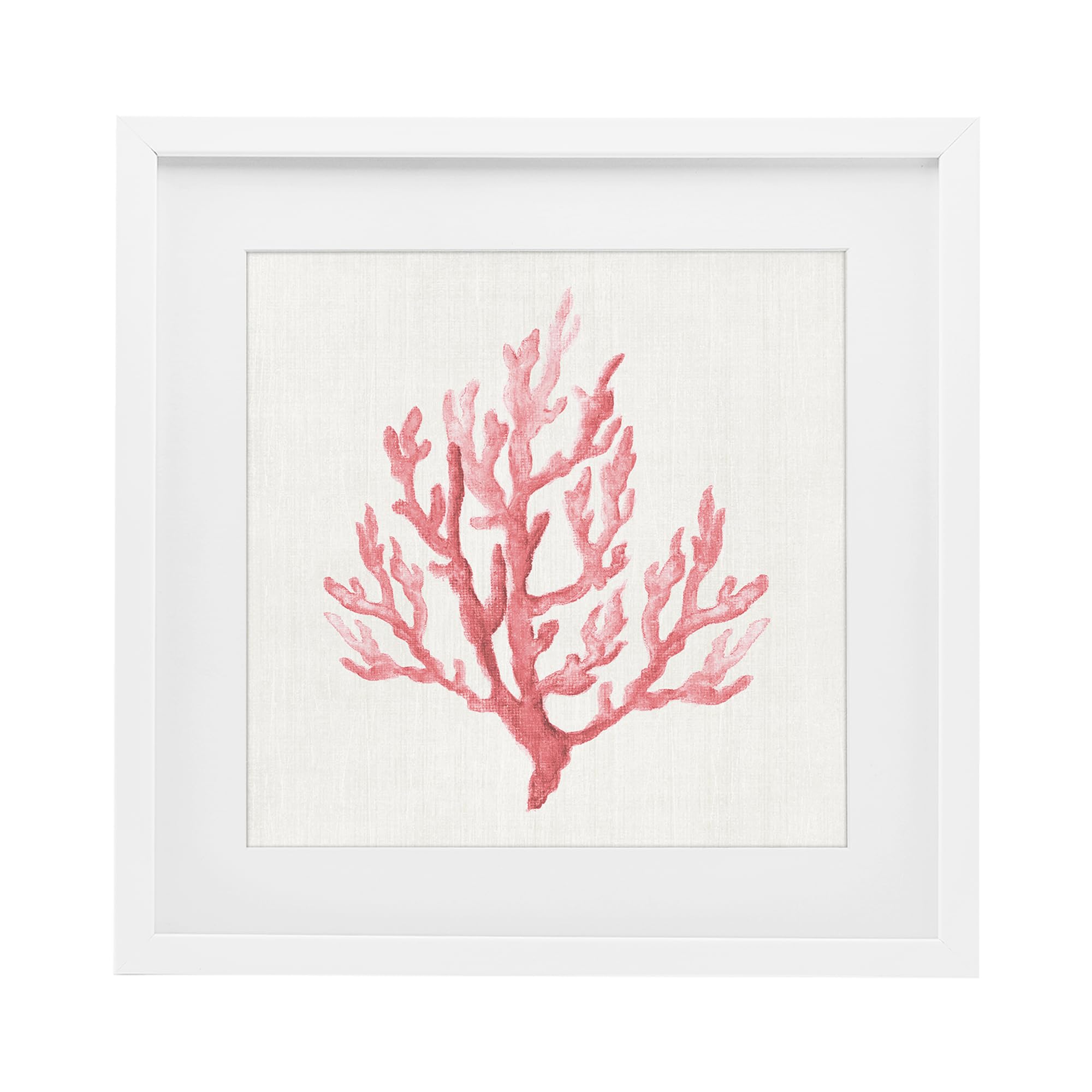 Stupell Industries Coastal White (Textured) 'Muted Pink Coral Branch'| Framed Print Under Glass