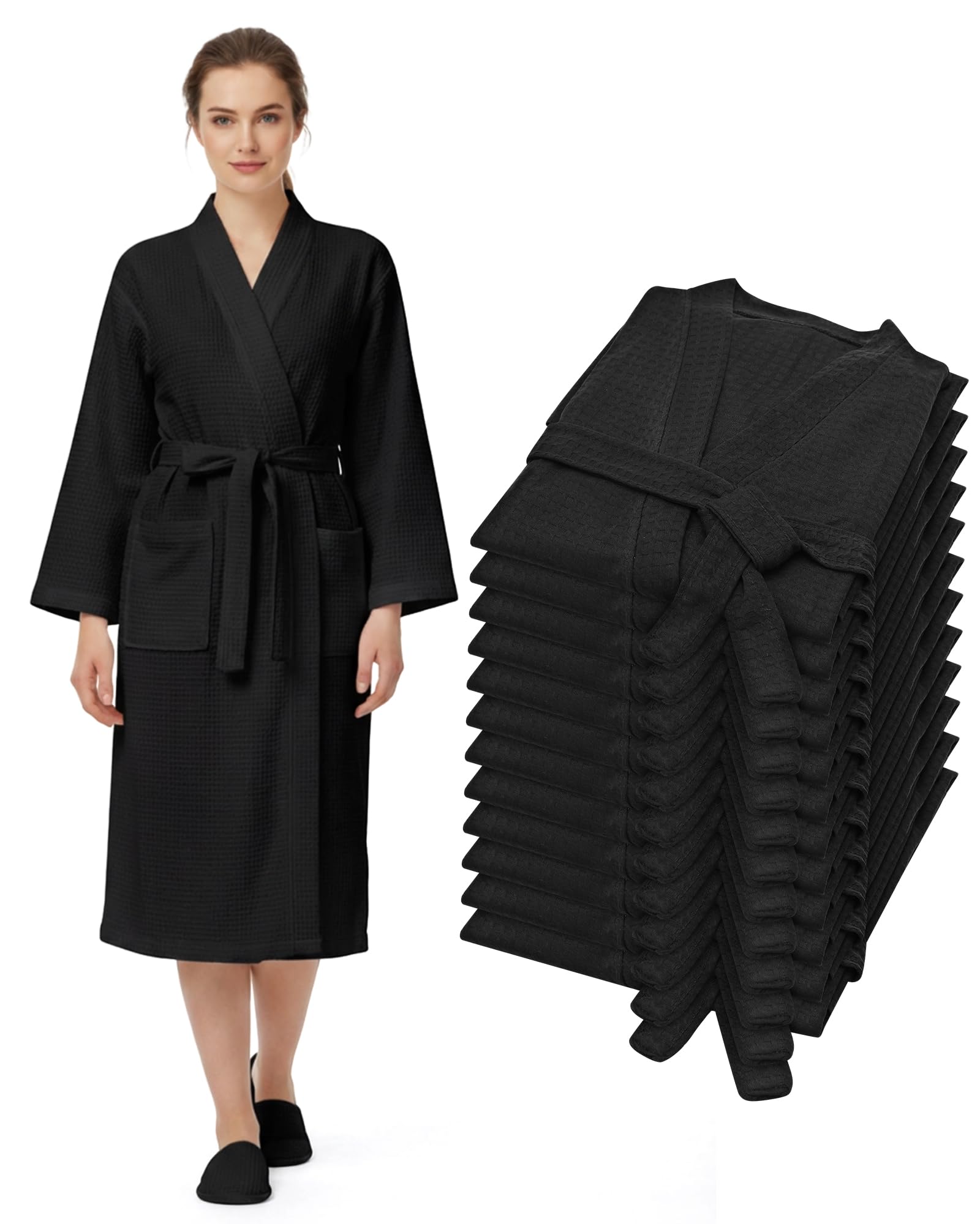 Panitay Womens Waffle Knit Robes Thin Spa Bath Robe Bulk Hotel Lightweight Commercial Soft for House Shower Party