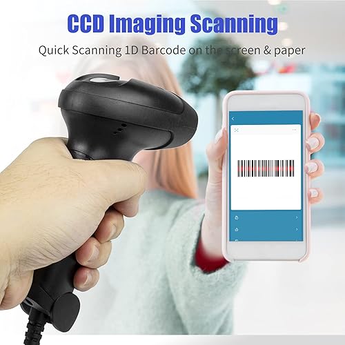 Miniatura 4 de NetumScan Escáner de código de barras USB 1D, lector de código de barras CCD con cable portátil compatible con escaneo de pantalla UPC lector de