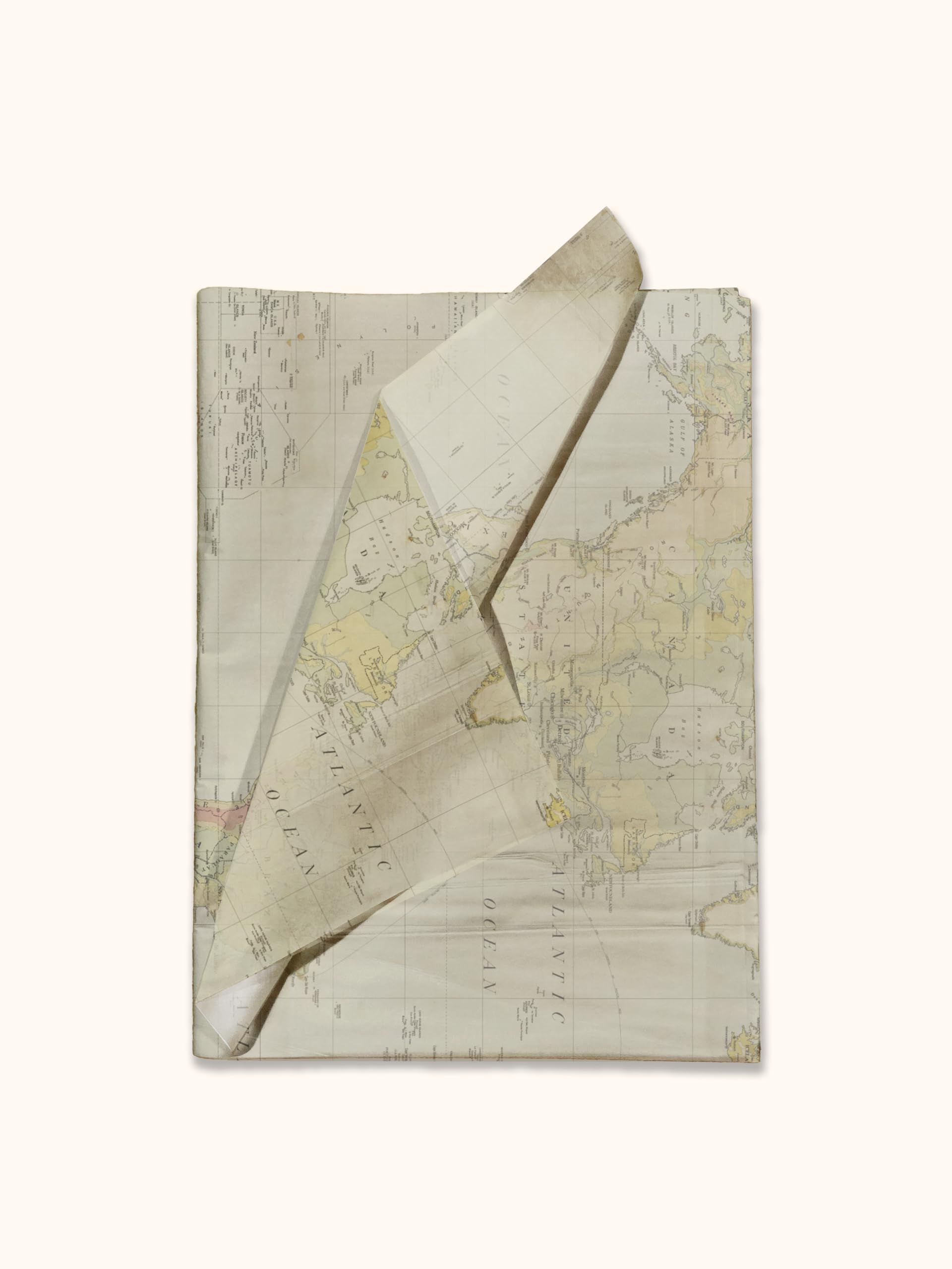 Papier z nadrukiem mapy - bibułka do torebek prezentowych - papier do pakowania prezentów - papier do pakowania prezentów - bibułka podróżna - bibułka vintage | 24 arkusze 50 cm x 76 cm