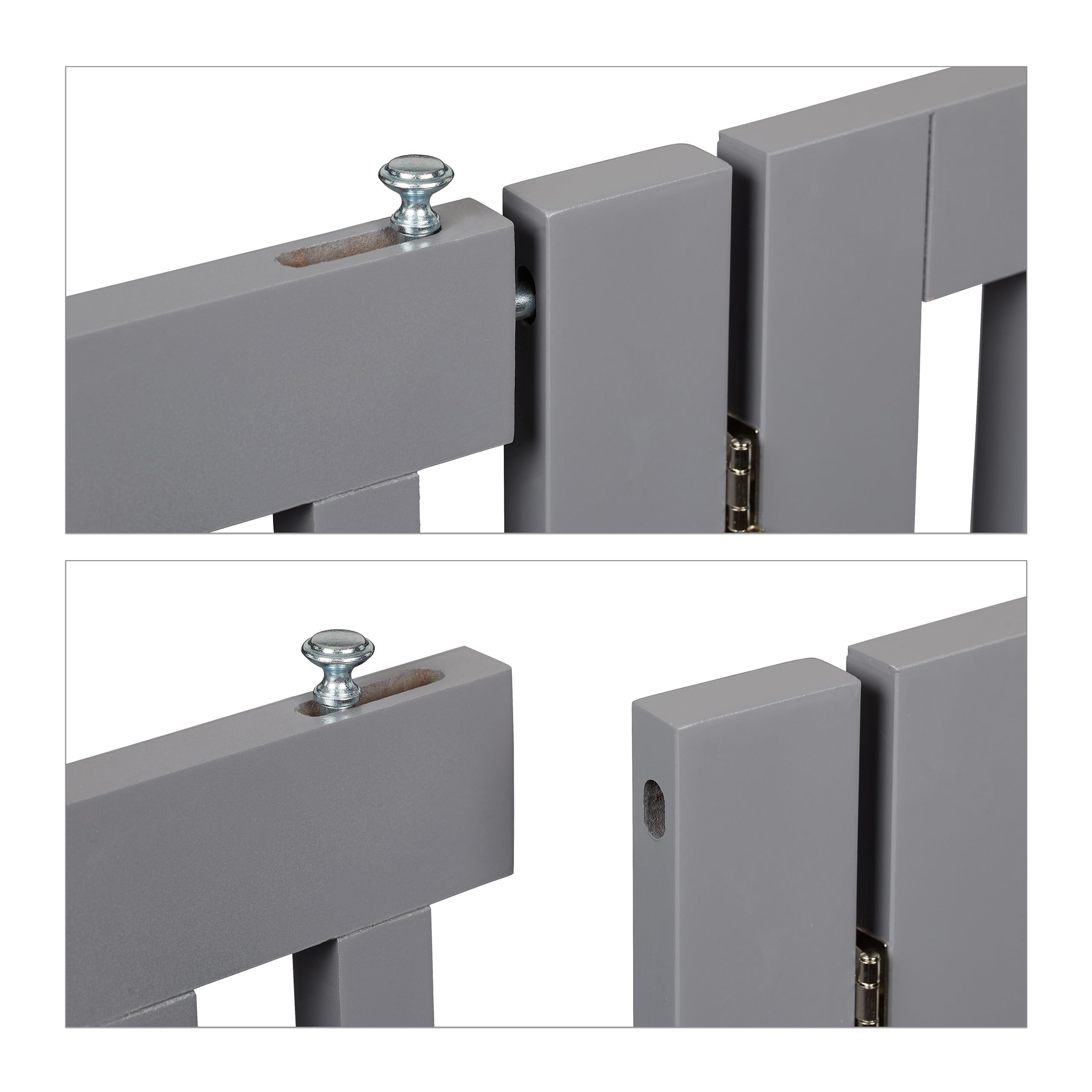 Relaxdays Barrera Seguridad Niños, Valla Protectora con Puerta, para Escaleras, 92x154cm, Plegable, sin Taladrar, Gris