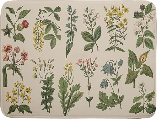 Tapete de secado de platos de hierbas y flores para decoración de encimera de cocina, 18 x 24 pulgadas, absorbente, reversible, tapete de microfibra