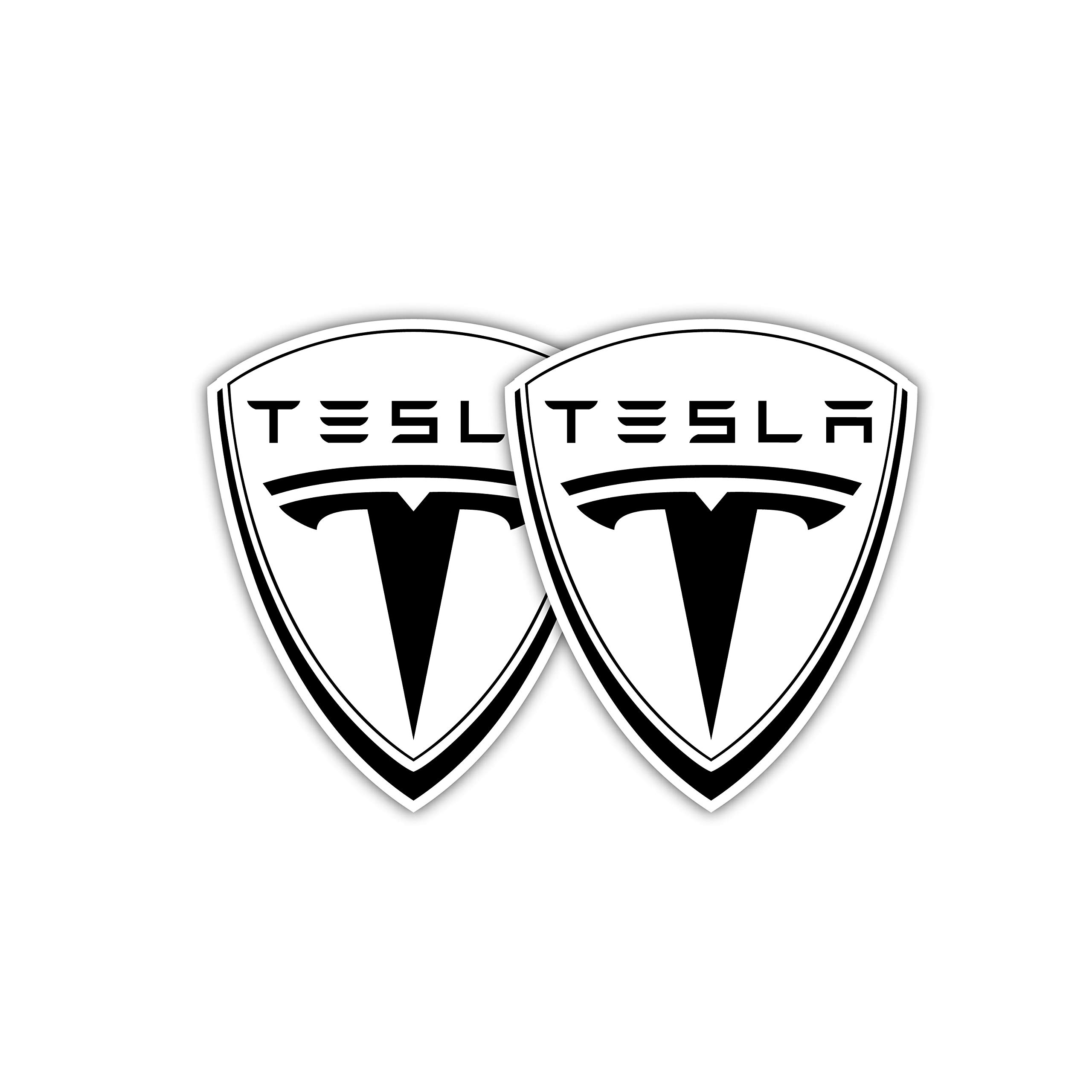 Tesla Badge Tesla Emblem Sticker for Water Bottles Car Decals 2 Pack [Premium Matte Waterproof Vinyl]