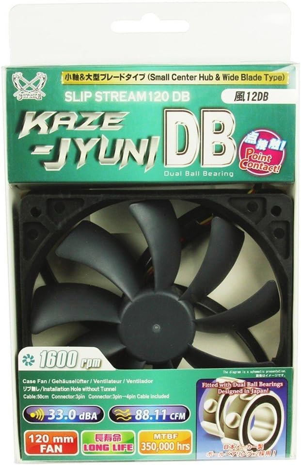 Scythe SY1225 DB12H Slip Stream Double Ball Bearing Case Fan 120 mm 1600 RPM)