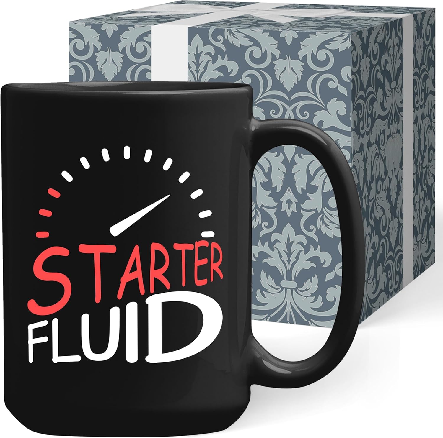 Starter Fluid Mug Brother Enthusiast Car Funny Gifts - Enthusiast Gift for Dad Papa Uncle, Mechanic Novelty Gifts for Fathers Day Birthday Anniversary Christmas - Mechanic Mugs For Men Black Mug 15oz