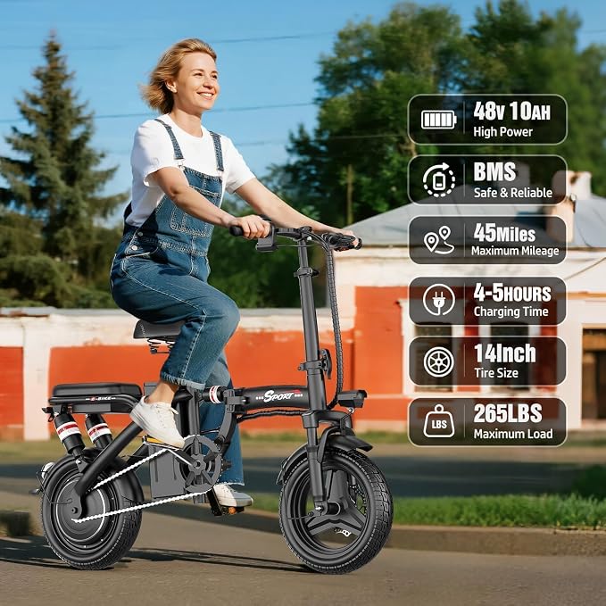 Bicicleta eléctrica plegable para adultos y jóvenes 14" miniatura 2
