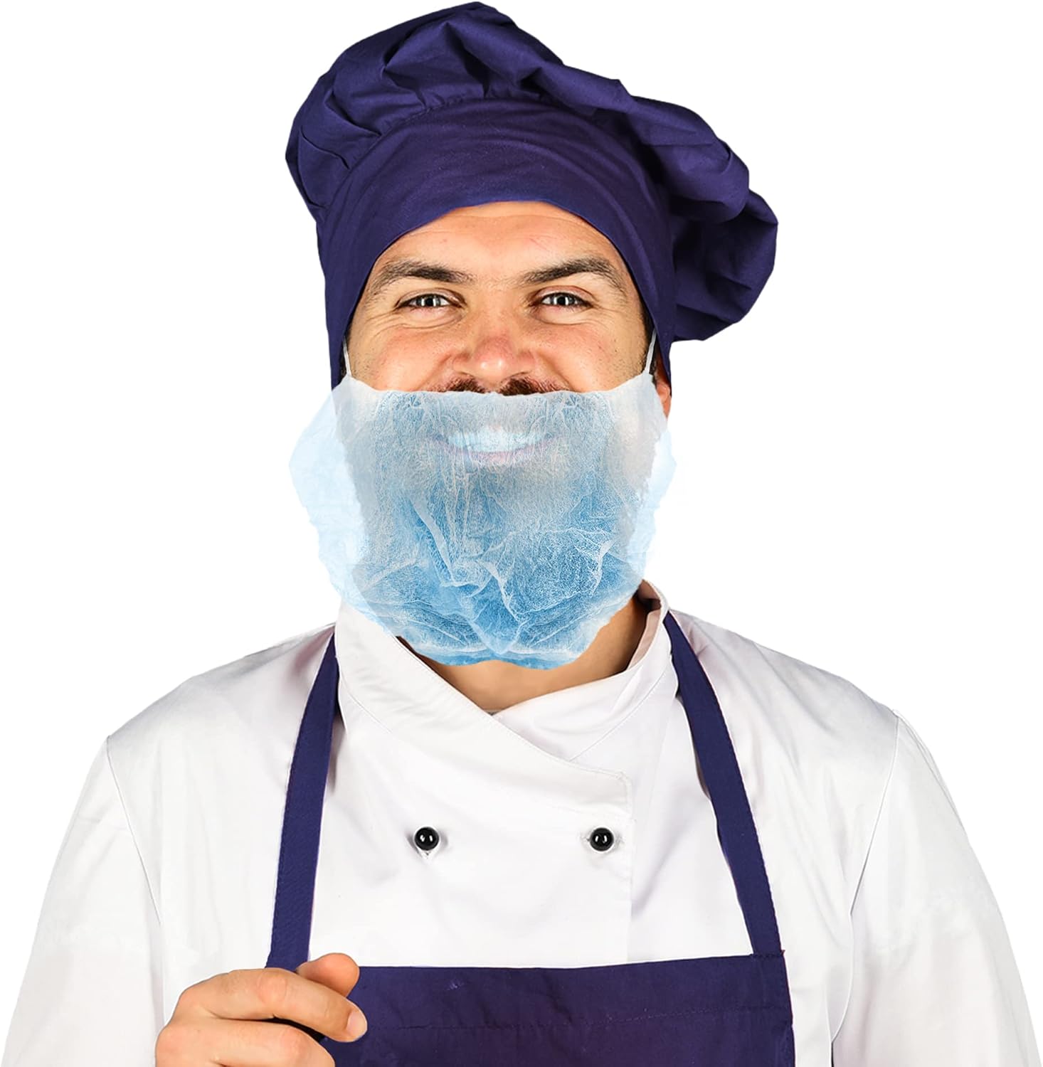 EZGOODZ Disposable Beard Nets for Men 18", Pack of 1000 Blue Beard Covers for Men, Thin PPE Beard Cover Protector with Elastic Band, Kitchen Beard Guard for Restaurant, Barbershop Beard Net Protector