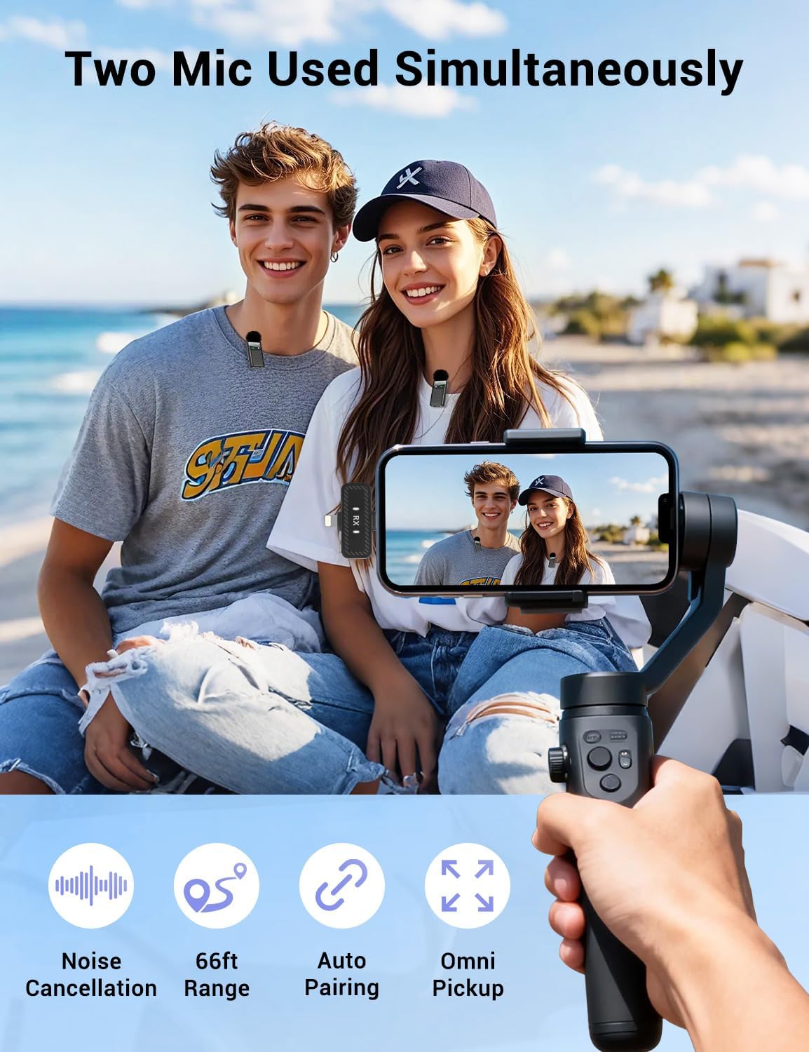 Kairiyard Wireless Mini Microphone for iPhone iPad Android Phone, Noise Reduction, 25H Battery Charging Case, Plug and Play Magnetic Clip on Lavalier Mics for Video Recording Podcast Vlogging
