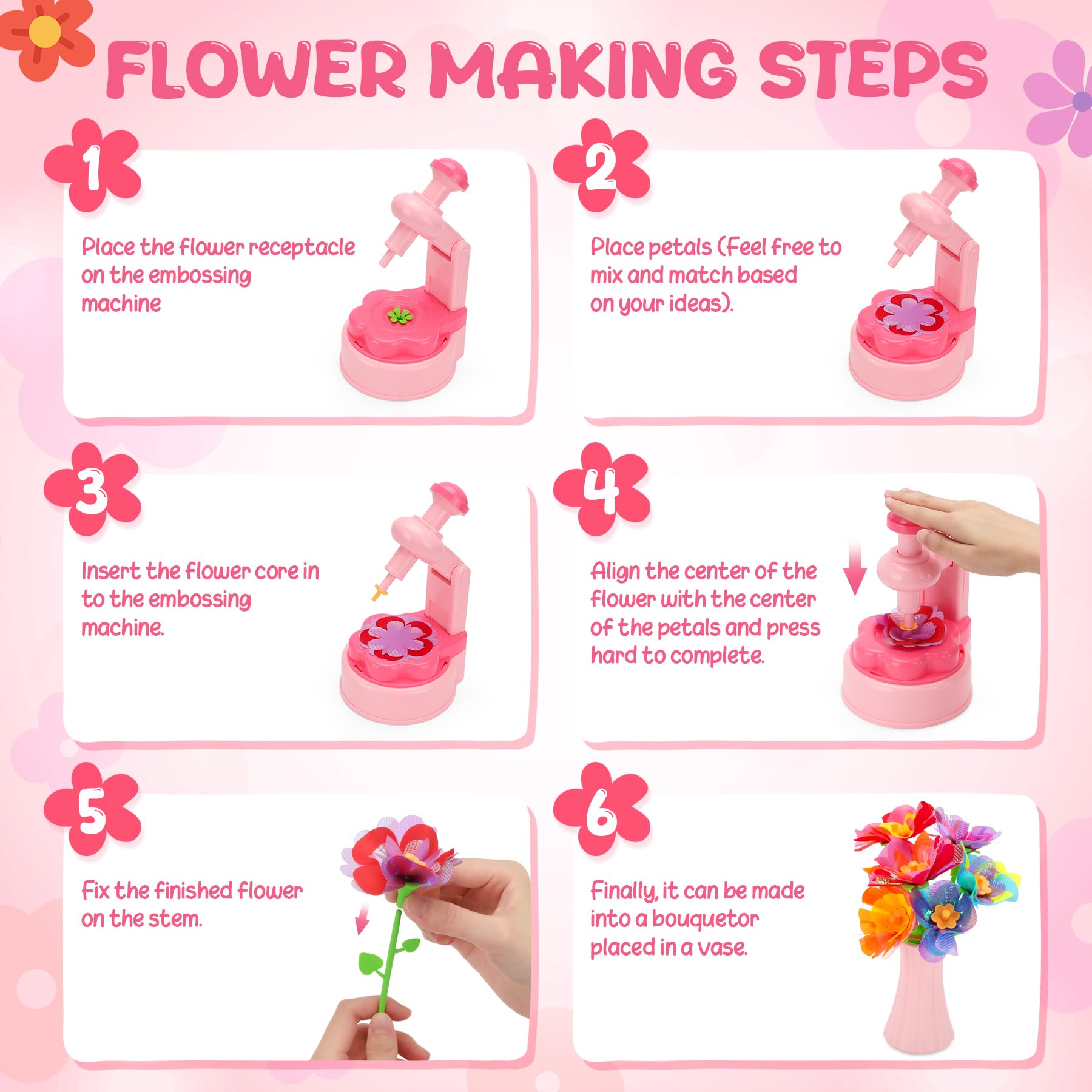 CSYY Kit de Bricolage Floral, Enfants Jouets pour Construire un Bouquet de Fleurs Artificielles 237 Pièces Création Bouquet de Fleurs DIY Bricolage pour enfants de 4, 5, 6, 7 et 8 ans