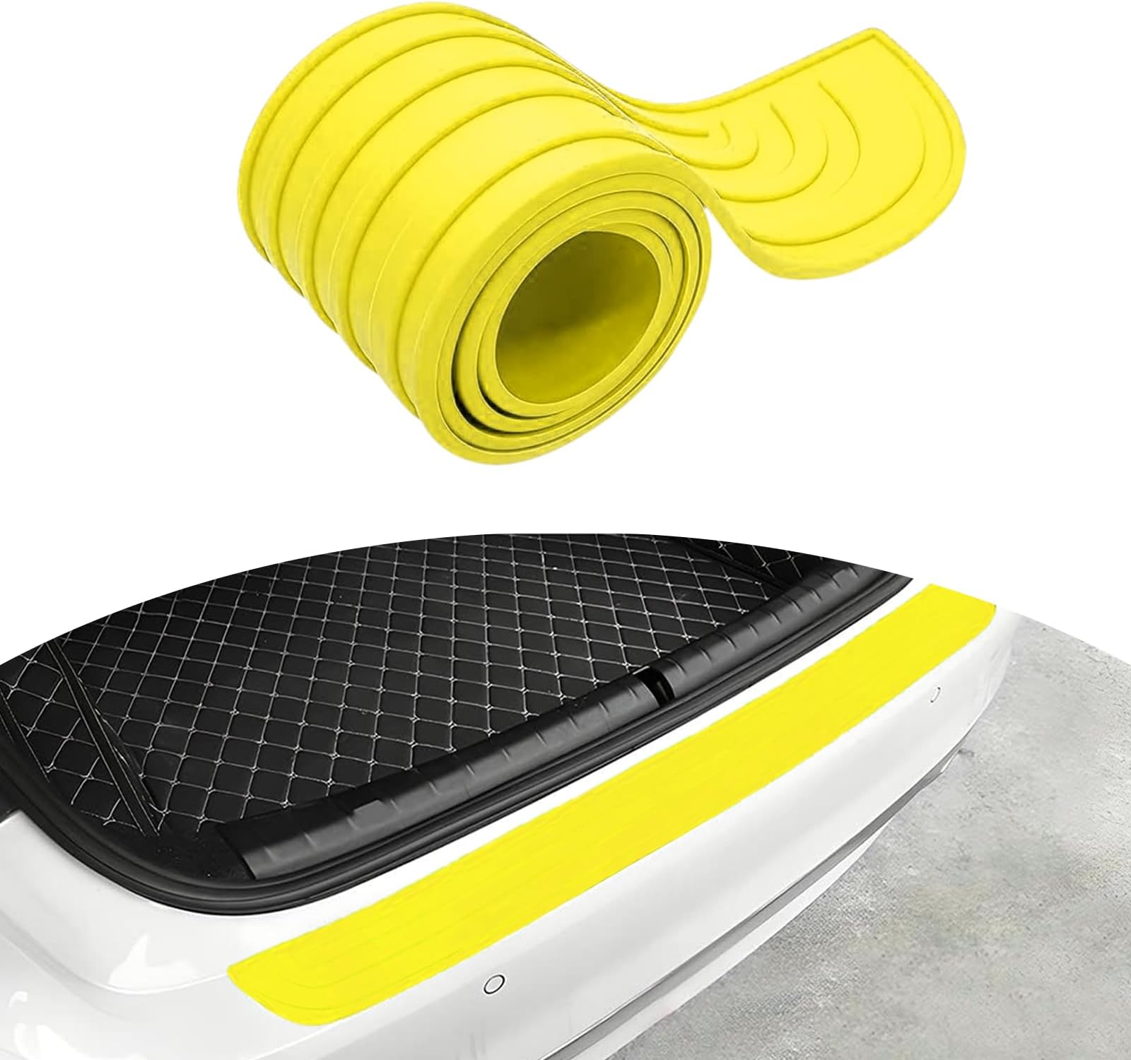 Ziciner Car Rear Bumper Protector Guard, Auto Anti-Scratch Collosion Rubber Trunk Door Entry Guards, Non-Slip Vehicle Bumper Protection Strip, Fit for Most Cars, Vans (35"x2.7", Yellow)