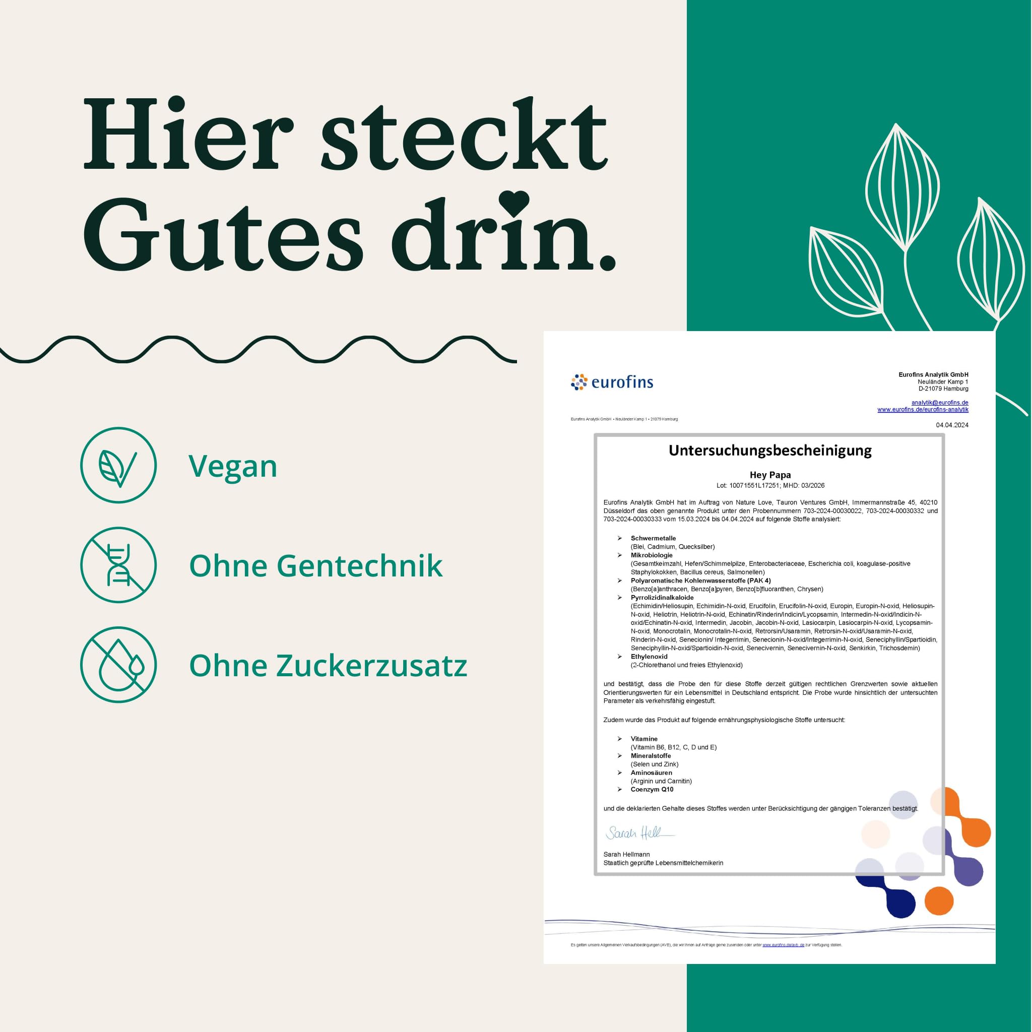 Nature Love Hey Papa - 120 Kapseln - 12 Inhaltsstoffe: Folsäure, Maca, Selen, Zink, L-Arginin, L-Carnitin, Q10, Vitamin C, B6, B12, D3 und E - vegan und laborgeprüft