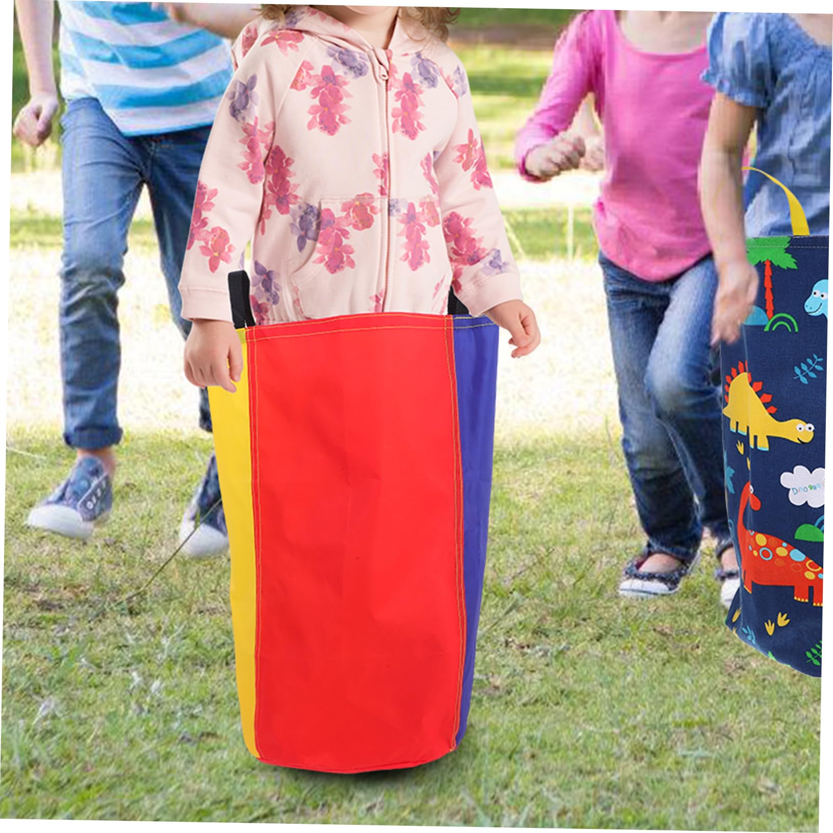 VICASKY 6 Stück Springrenntaschen aus Gewebe mit Doppelten Griffen Tragbar und Farbig als Outdoor Spielzubehör für Kinder und Erwachsene im Garten
