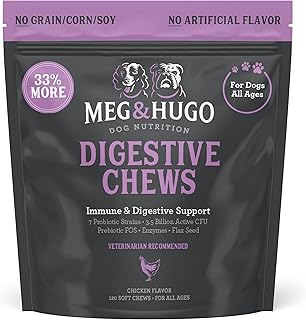 Dog Probiotics and Digestive Enzymes + Prebiotics, 33% More 120 Soft Chews for Digestive Health, Supports Immune System, Normal Bowel + Gut Health, Occasional Diarrhea & Bowel Support Supplement