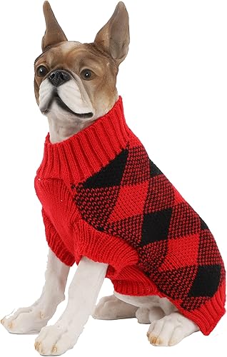 Miniatura 2 de Suéteres navideños para perros medianos, ropa de Navidad para mascotas de invierno con rombos